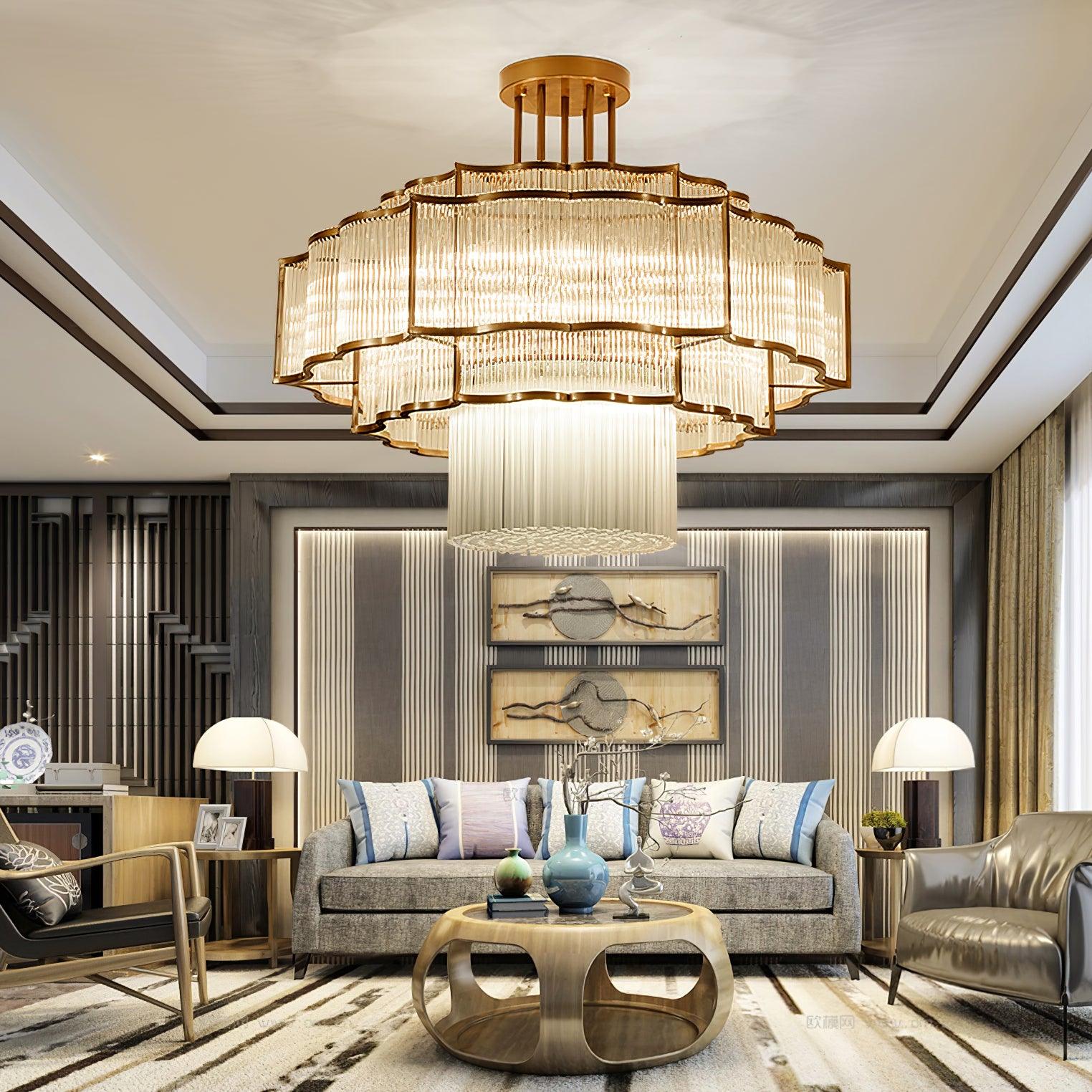 Lustra Chandelier Gold Black Glass-Neutral Decor