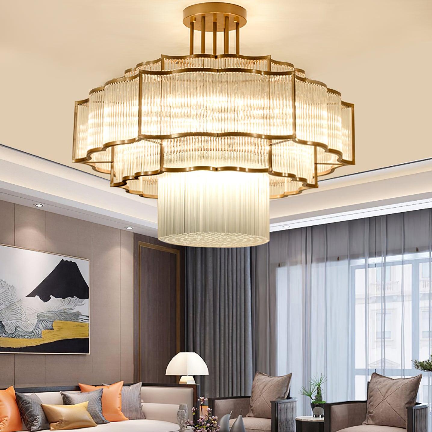 Lustra Chandelier Gold Black Glass-Neutral Decor