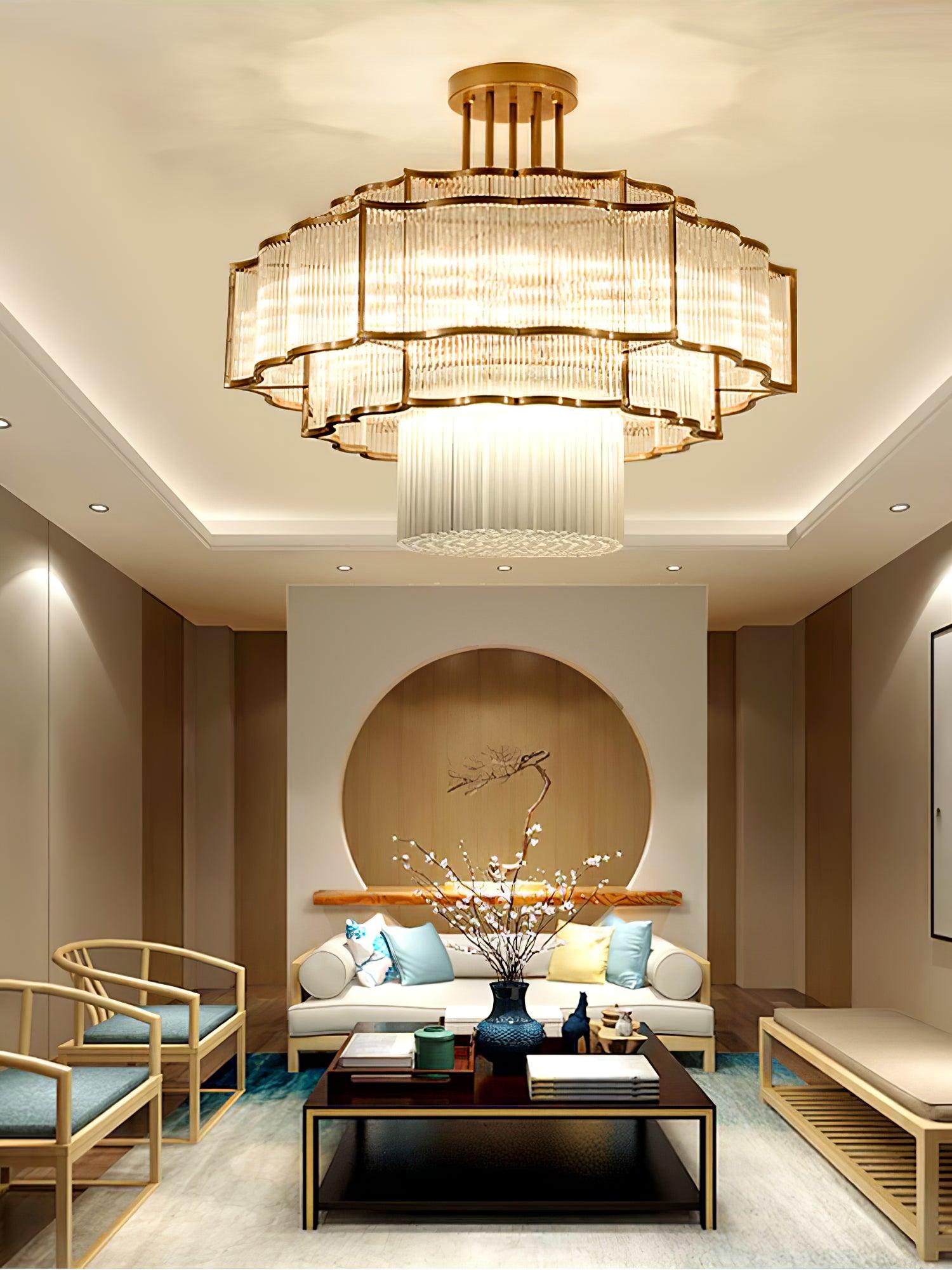 Lustra Chandelier Gold Black Glass-Neutral Decor