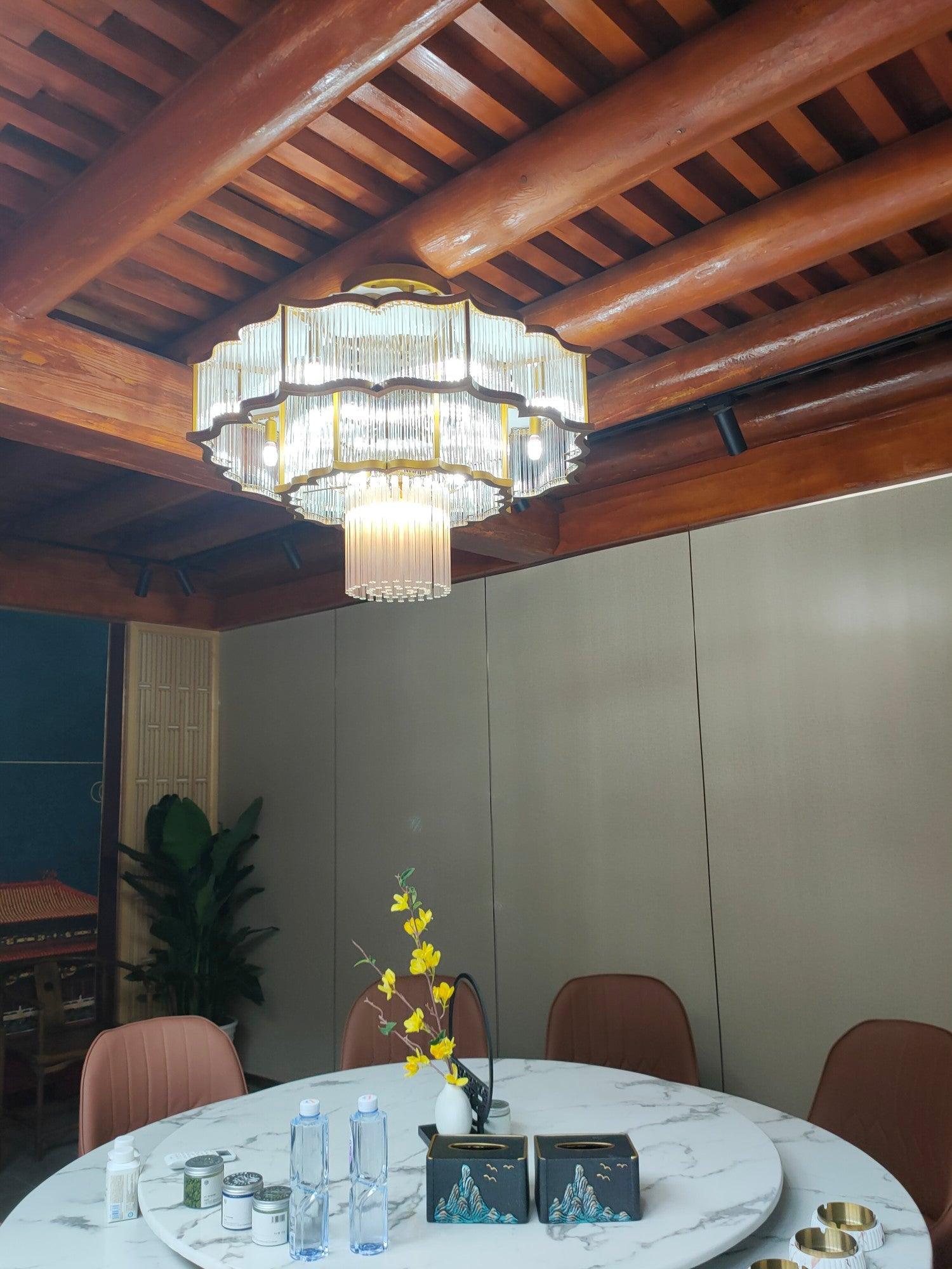 Lustra Chandelier Gold Black Glass-Neutral Decor