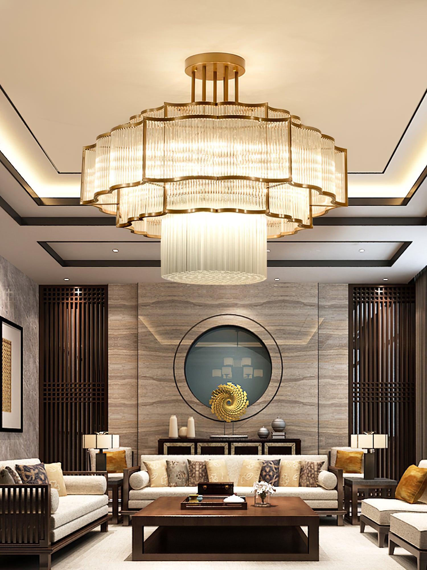 Lustra Chandelier Gold Black Glass-Neutral Decor