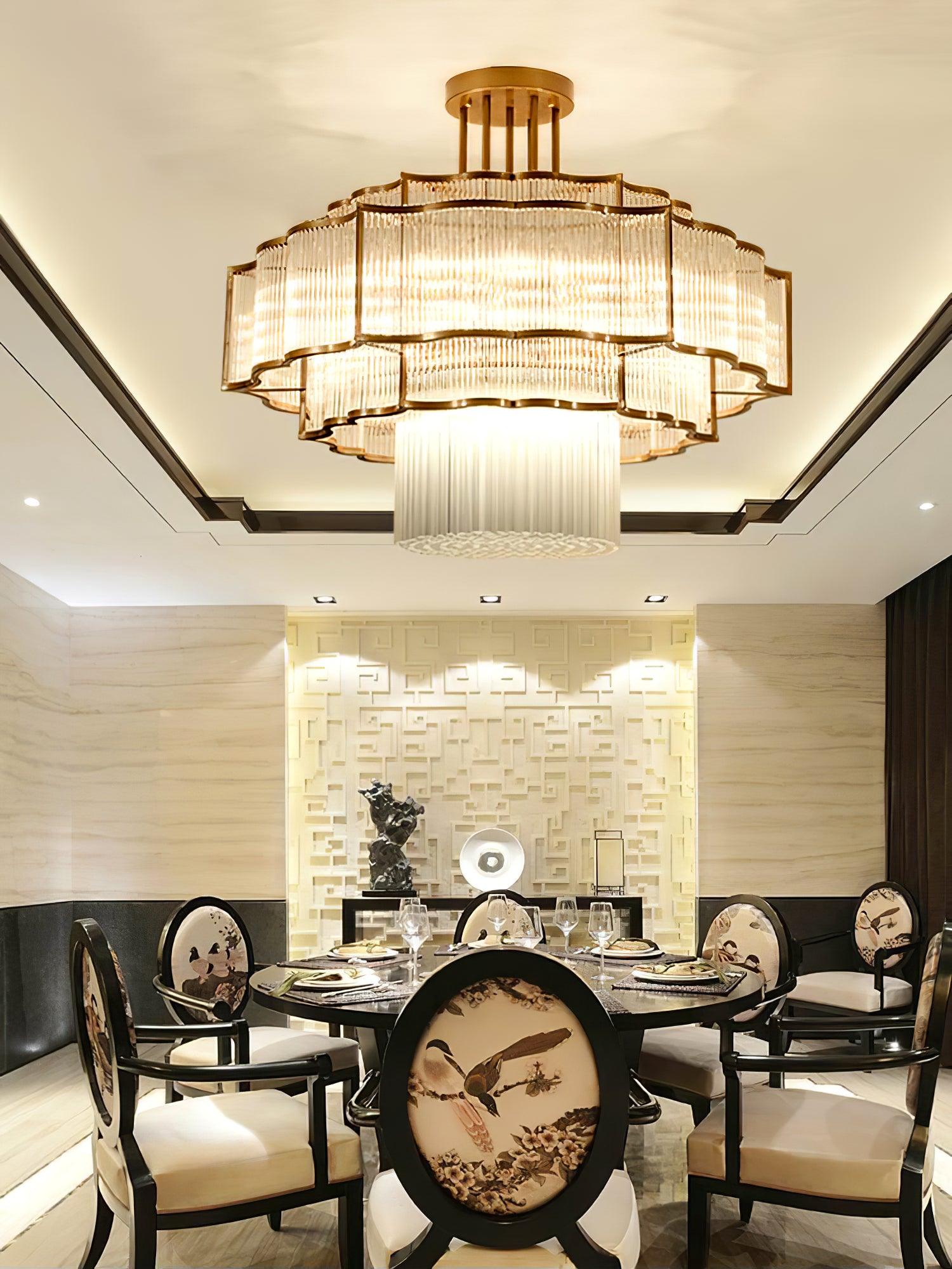 Lustra Chandelier Gold Black Glass-Neutral Decor