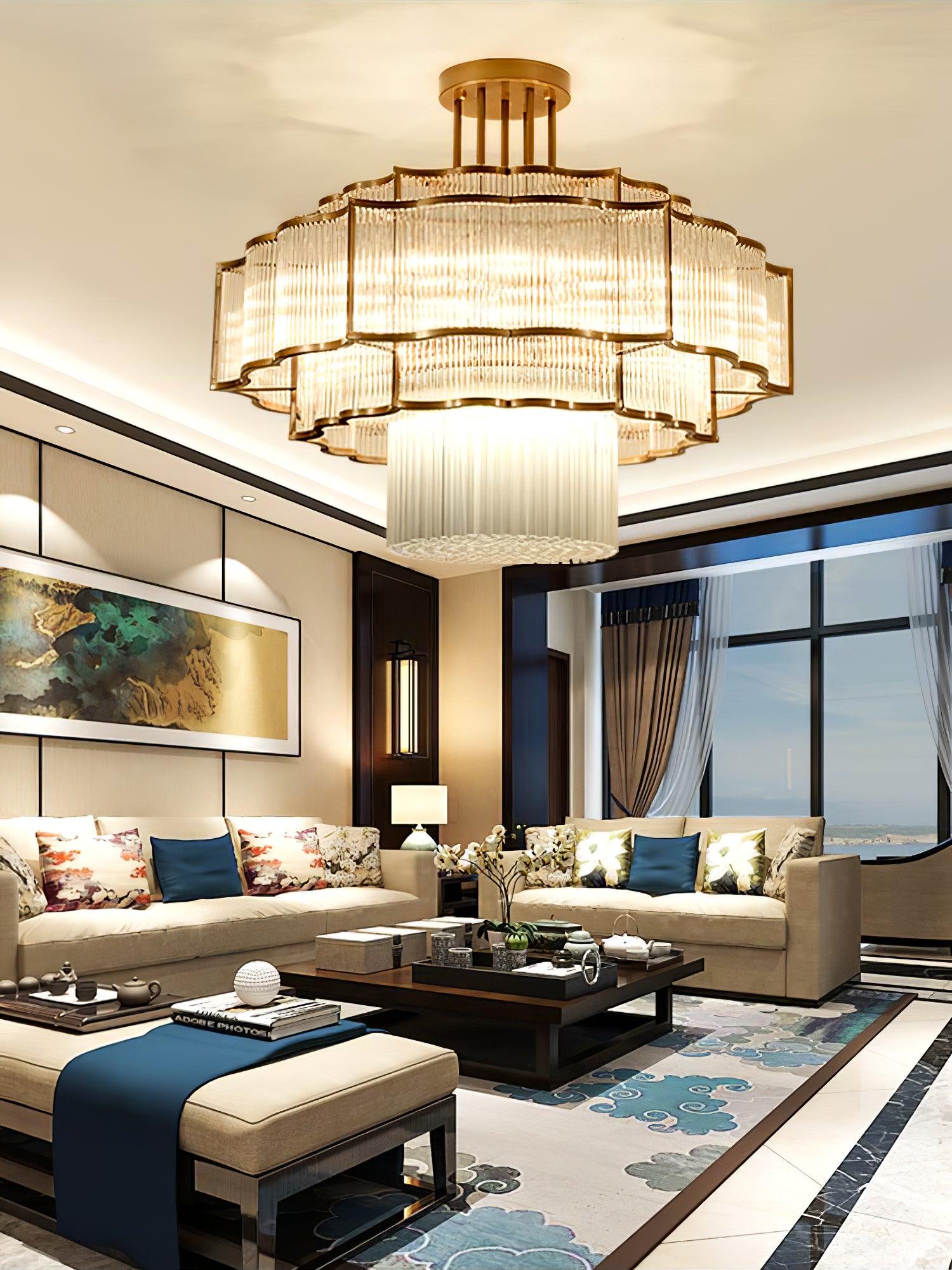 Lustra Chandelier Gold Black Glass-Neutral Decor