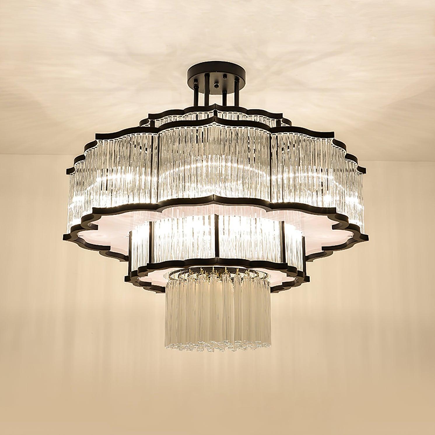 Lustra Chandelier Gold Black Glass-Neutral Decor