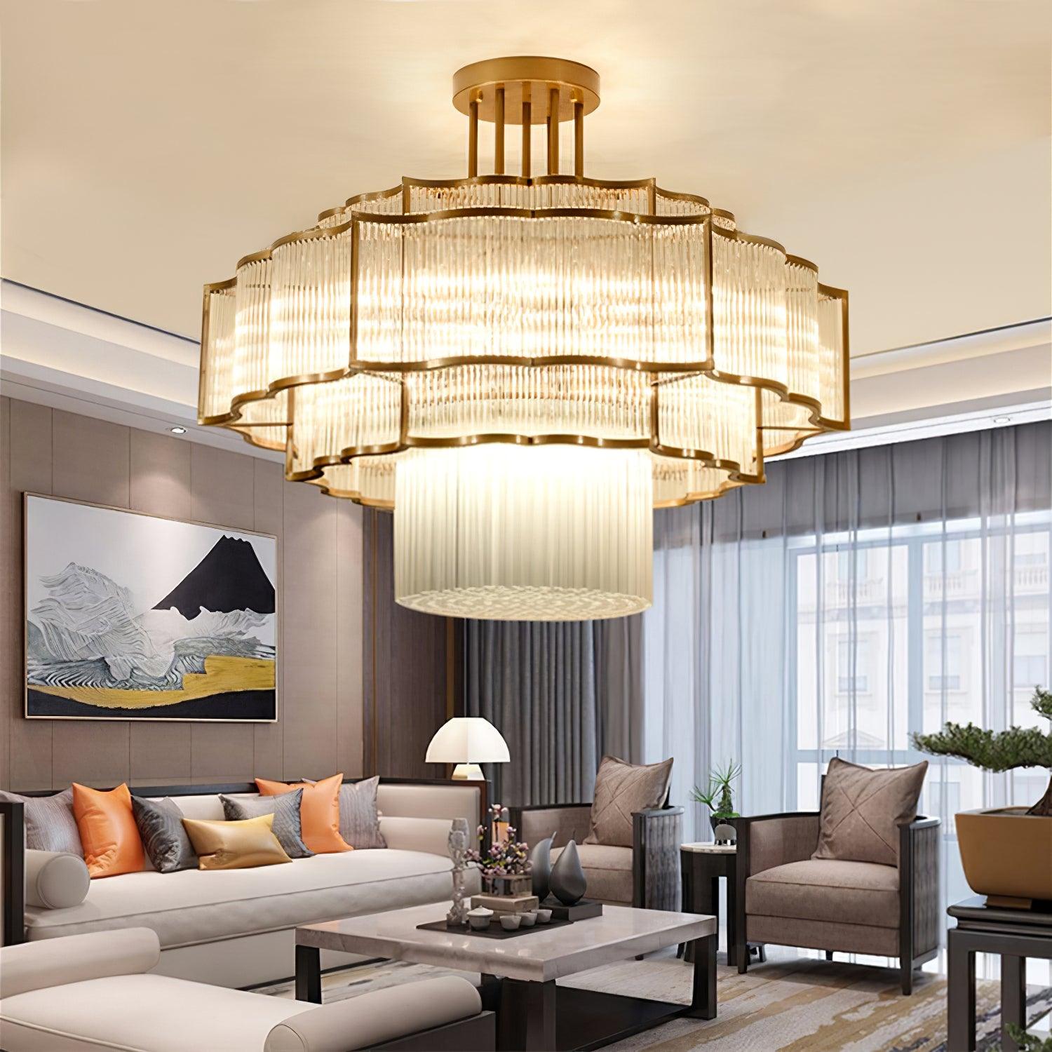 Lustra Chandelier Gold Black Glass-Neutral Decor