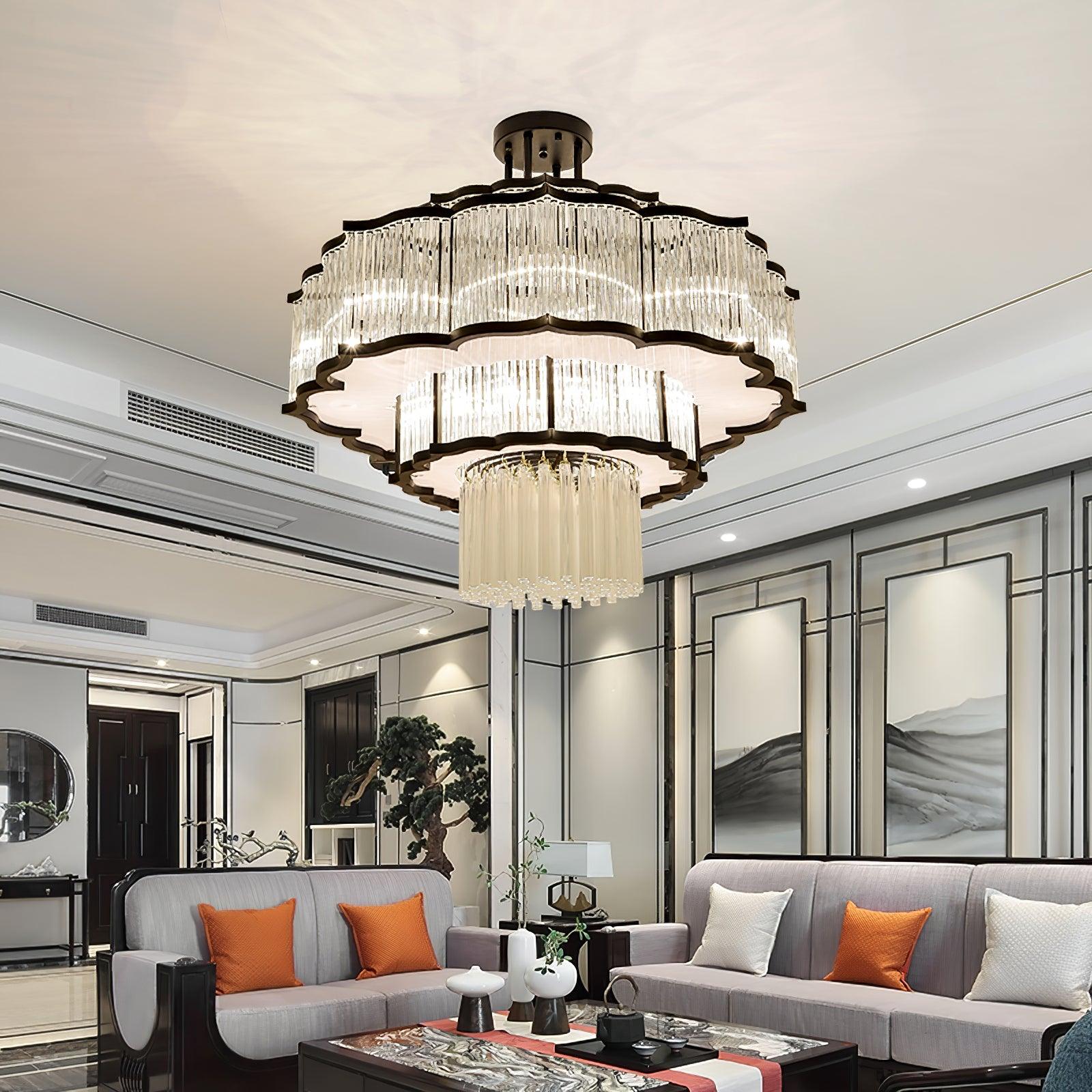 Lustra Chandelier Gold Black Glass-Neutral Decor