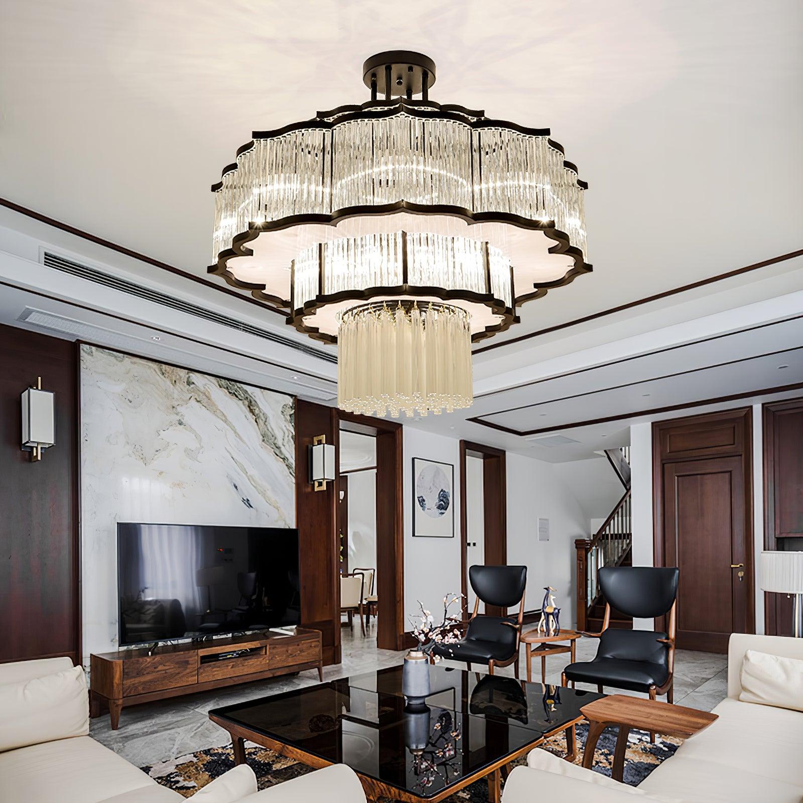 Lustra Chandelier Gold Black Glass-Neutral Decor