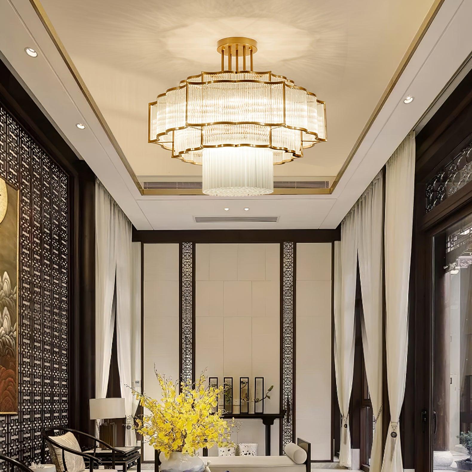 Lustra Chandelier Gold Black Glass-Neutral Decor