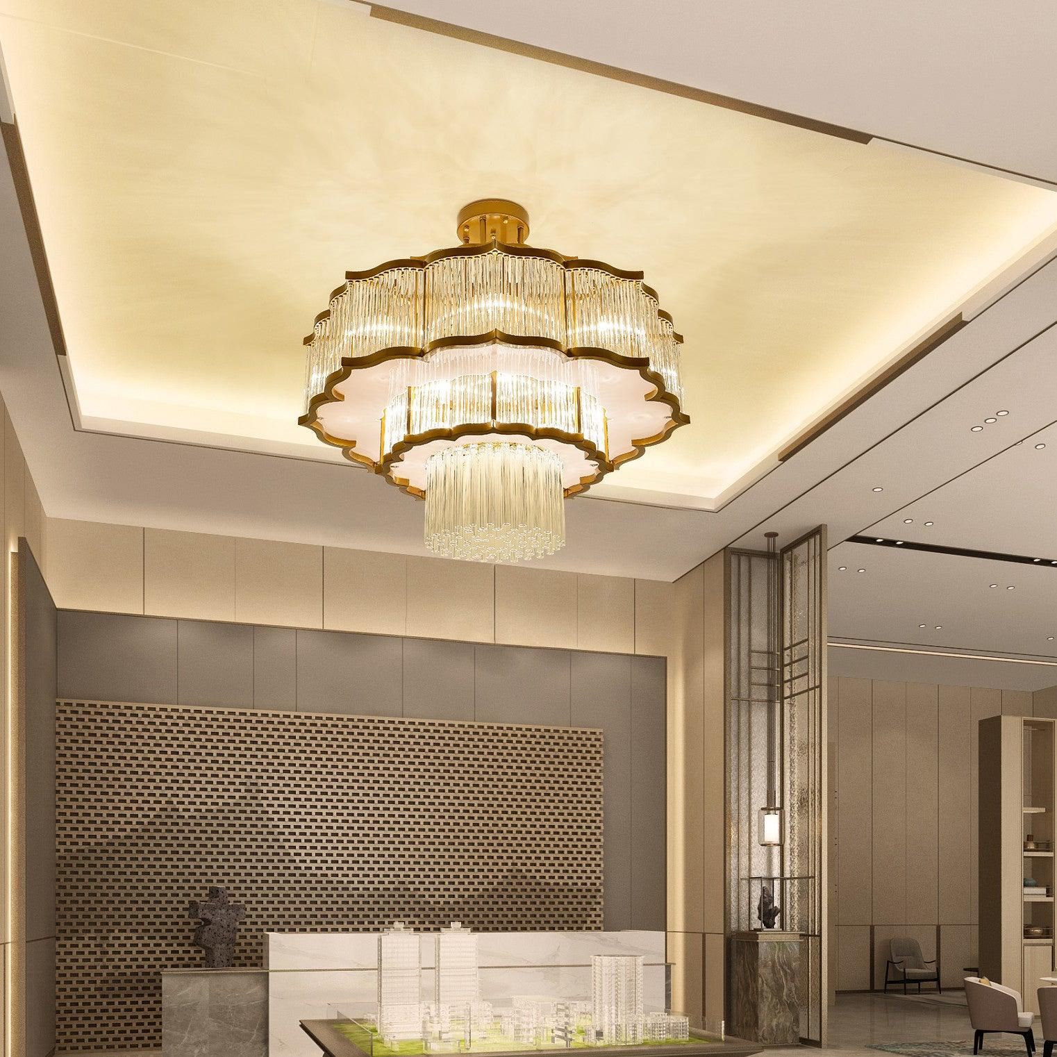 Lustra Chandelier Gold Black Glass-Neutral Decor