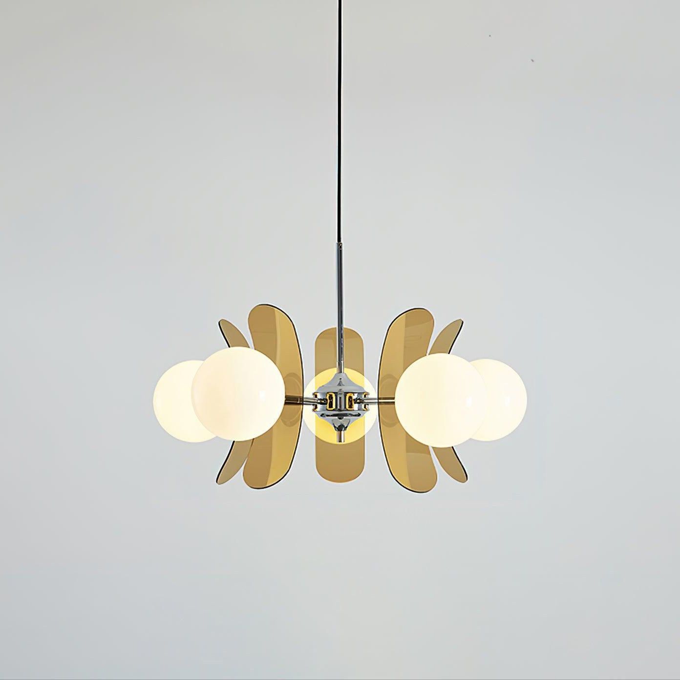 Quay Chandelier Phosphorescent Glass Lampshade-Neutral Decor