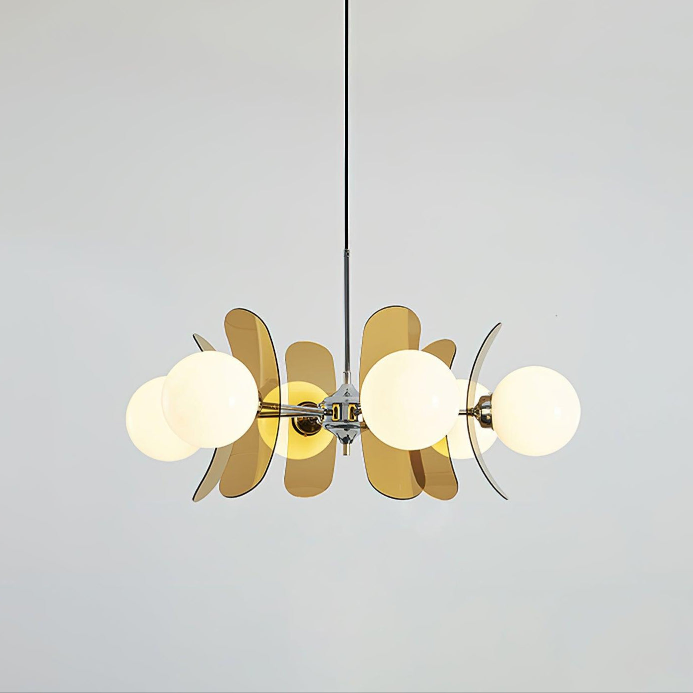 Quay Chandelier Phosphorescent Glass Lampshade-Neutral Decor