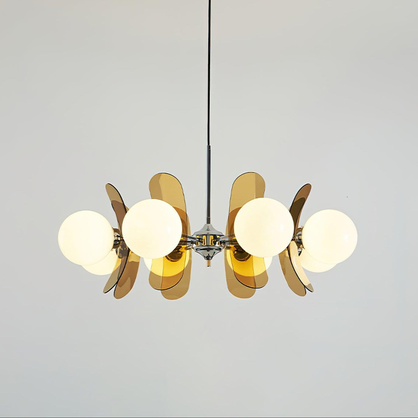 Quay Chandelier Phosphorescent Glass Lampshade-Neutral Decor