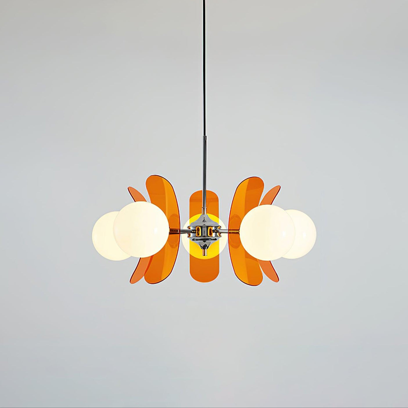 Quay Chandelier Phosphorescent Glass Lampshade-Neutral Decor
