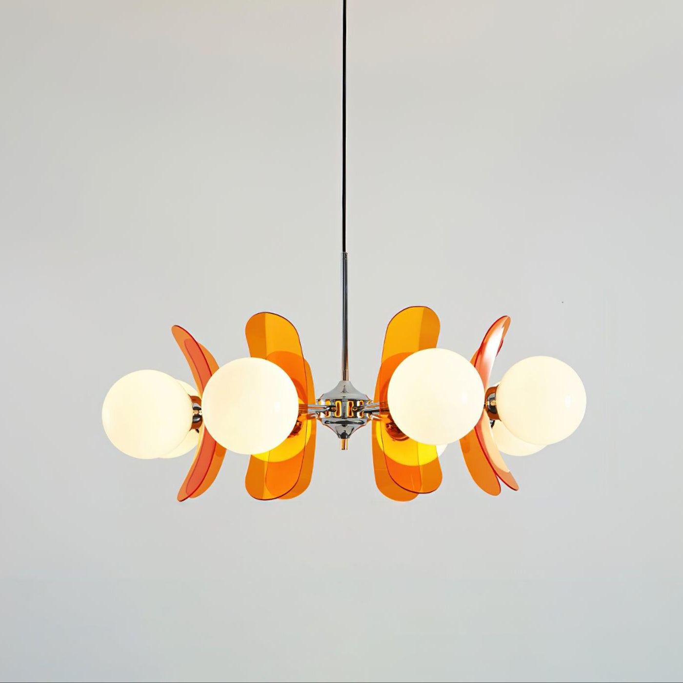 Quay Chandelier Phosphorescent Glass Lampshade-Neutral Decor