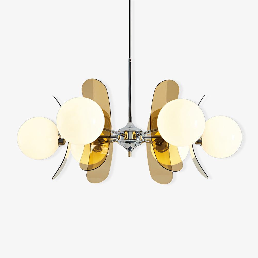 Quay Chandelier Phosphorescent Glass Lampshade-Neutral Decor