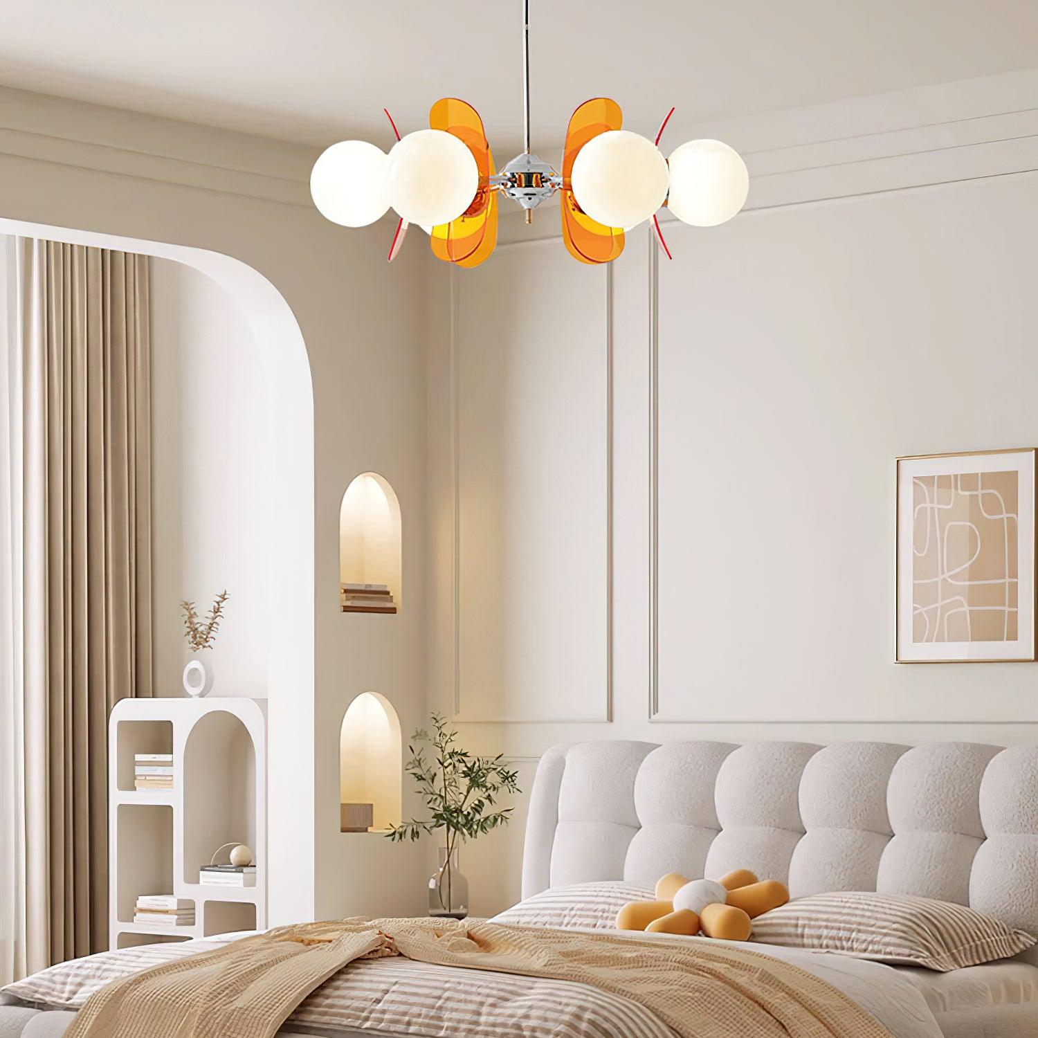 Quay Chandelier Phosphorescent Glass Lampshade-Neutral Decor