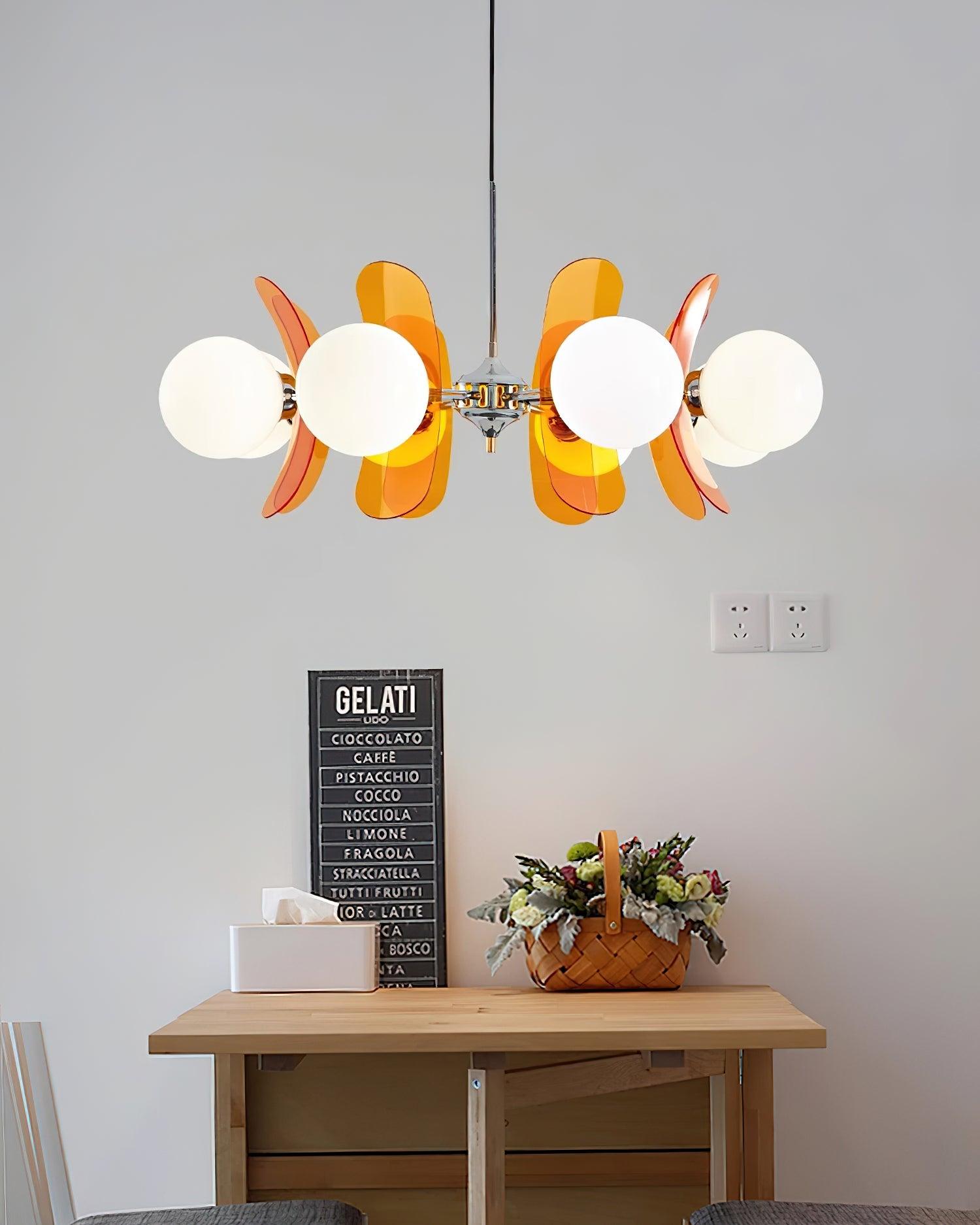 Quay Chandelier Phosphorescent Glass Lampshade-Neutral Decor