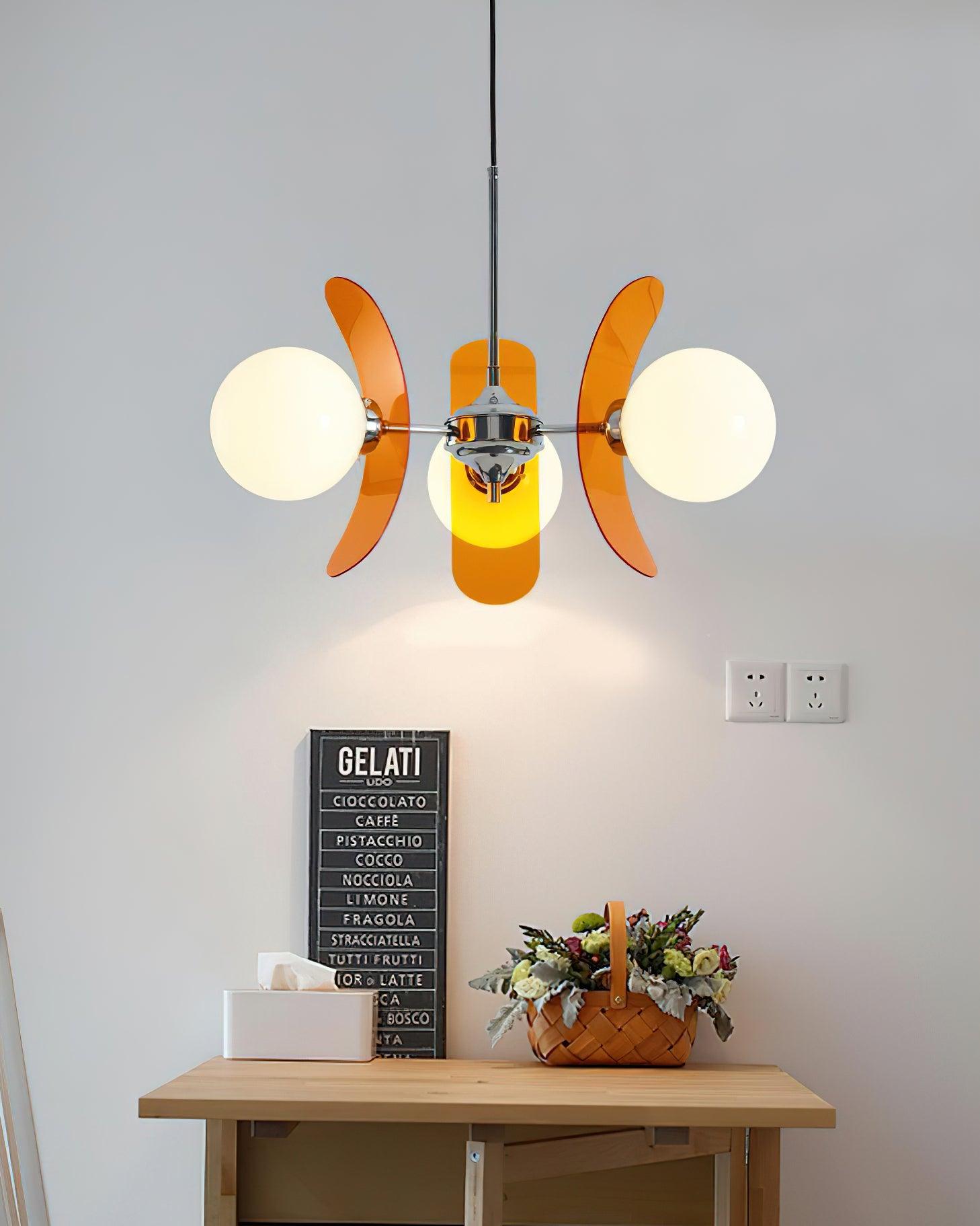 Quay Chandelier Phosphorescent Glass Lampshade-Neutral Decor