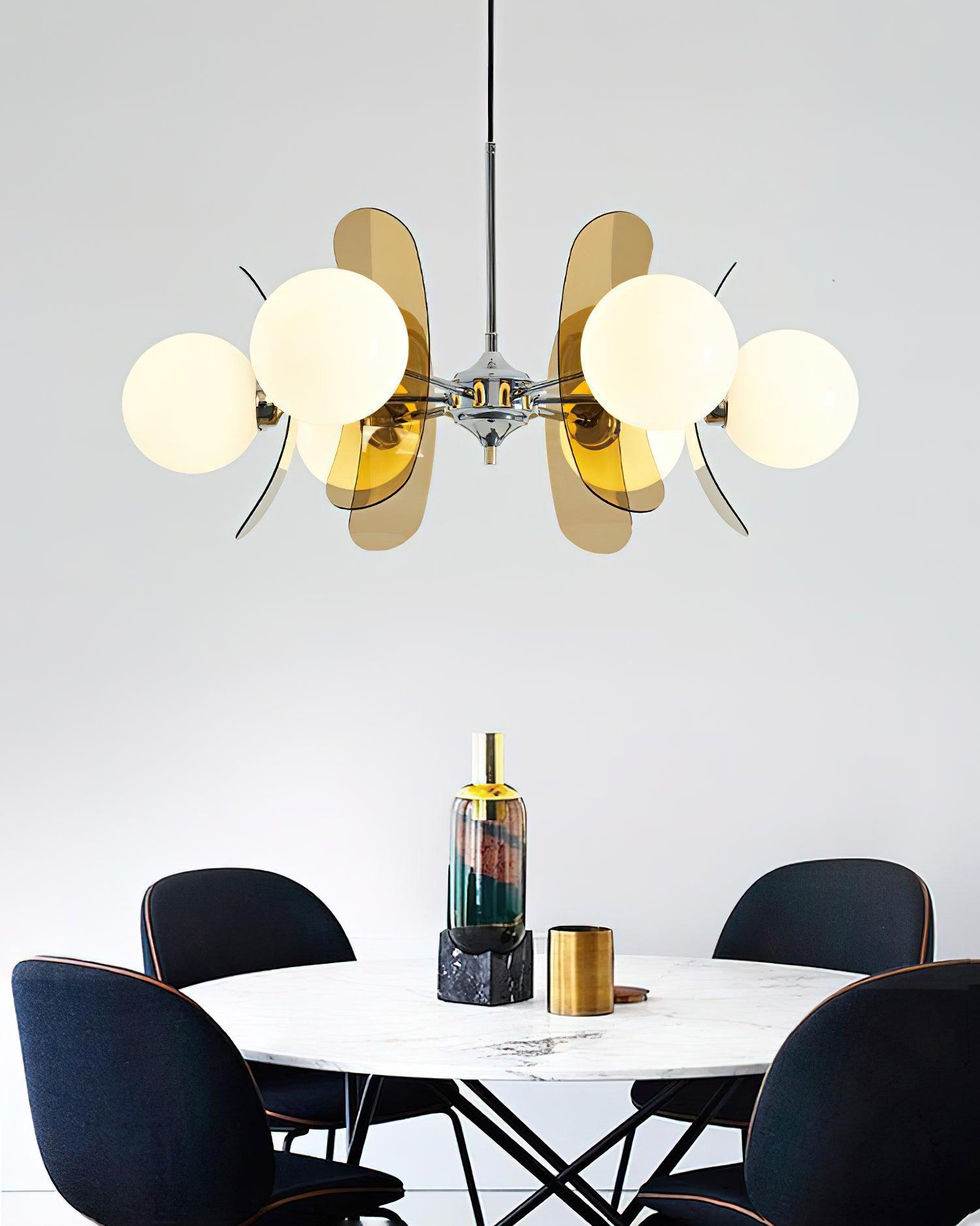 Quay Chandelier Phosphorescent Glass Lampshade-Neutral Decor