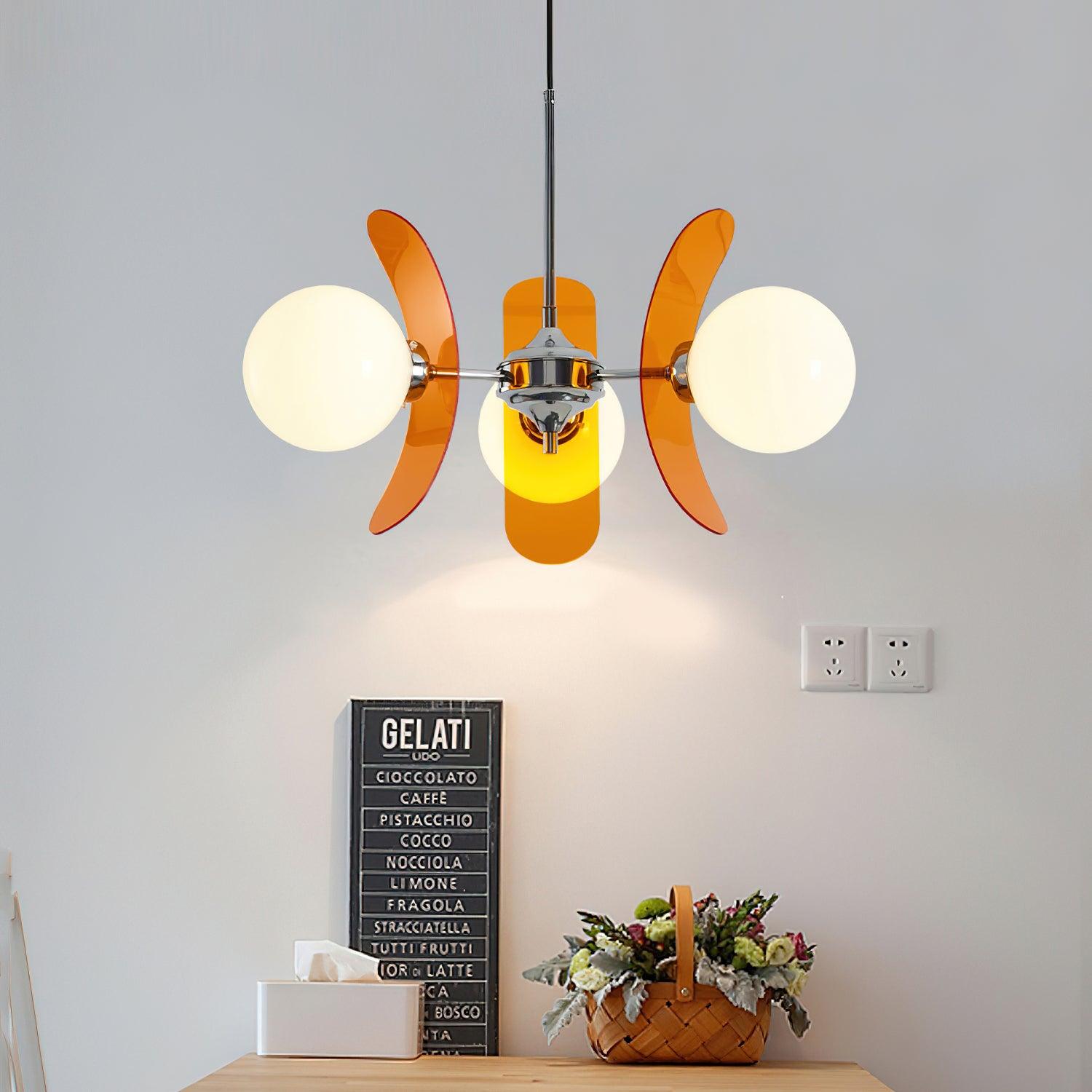 Quay Chandelier Phosphorescent Glass Lampshade-Neutral Decor