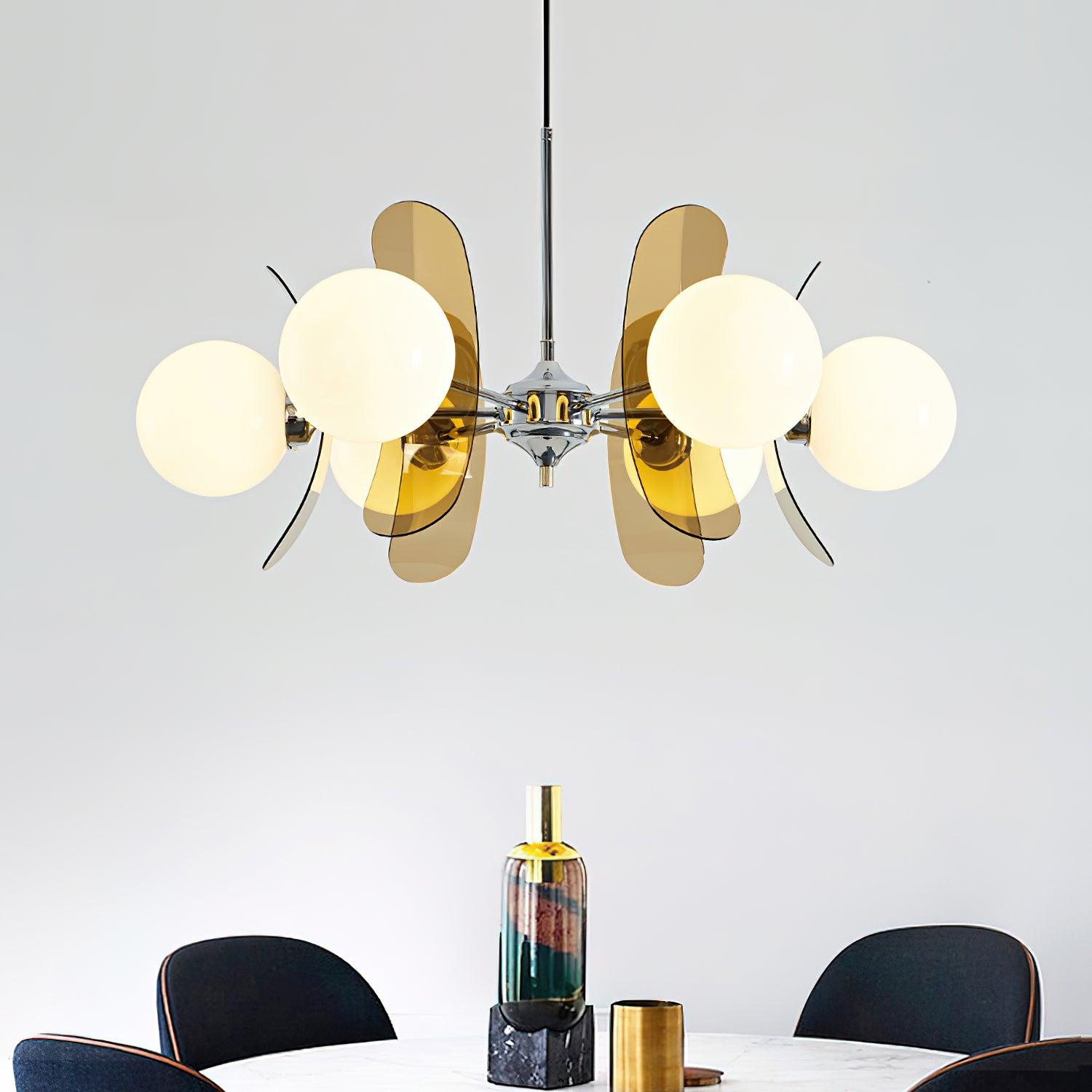Quay Chandelier Phosphorescent Glass Lampshade-Neutral Decor