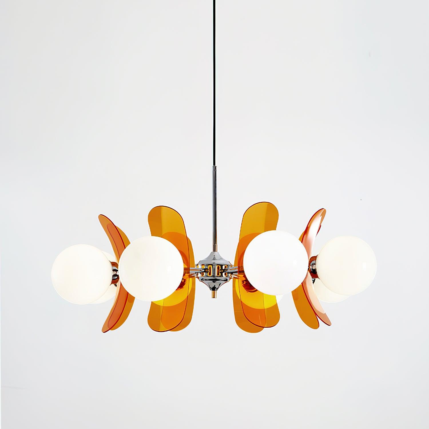 Quay Chandelier Phosphorescent Glass Lampshade-Neutral Decor