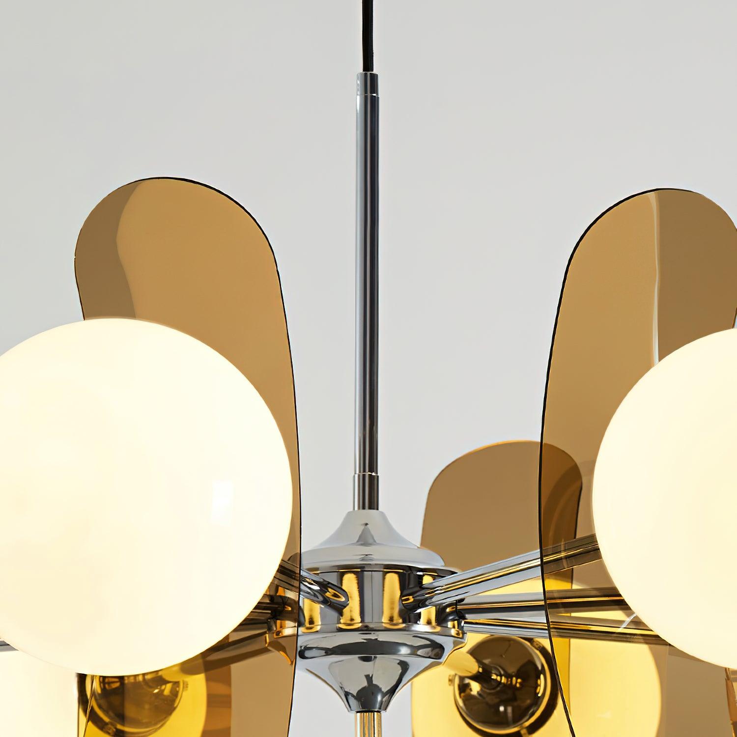 Quay Chandelier Phosphorescent Glass Lampshade-Neutral Decor