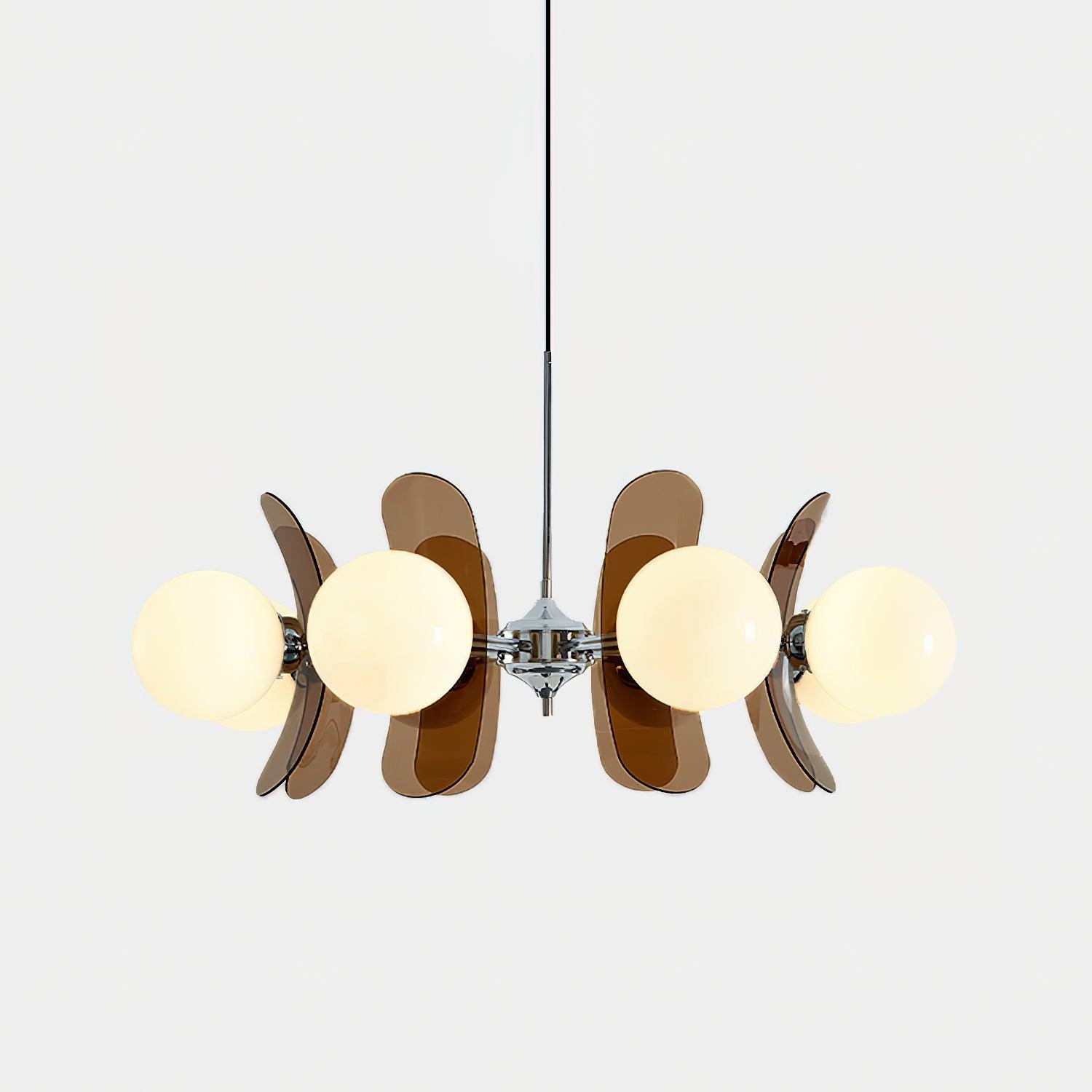 Quay Chandelier Phosphorescent Glass Lampshade-Neutral Decor