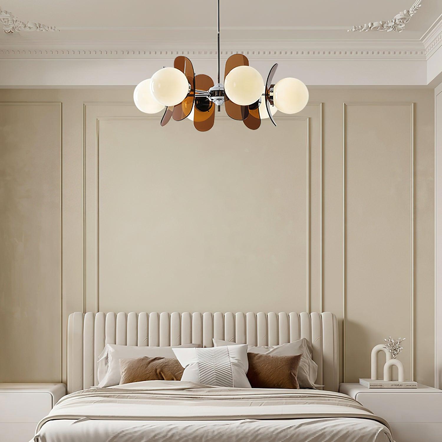 Quay Chandelier Phosphorescent Glass Lampshade-Neutral Decor