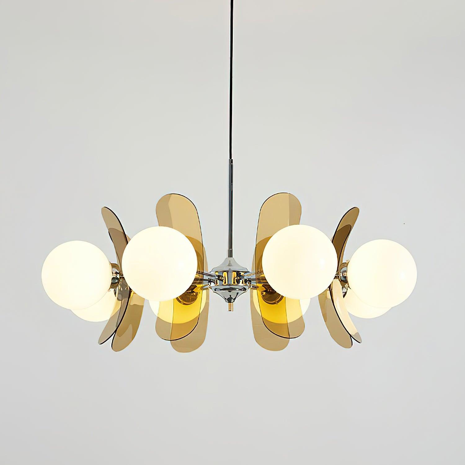 Quay Chandelier Phosphorescent Glass Lampshade-Neutral Decor