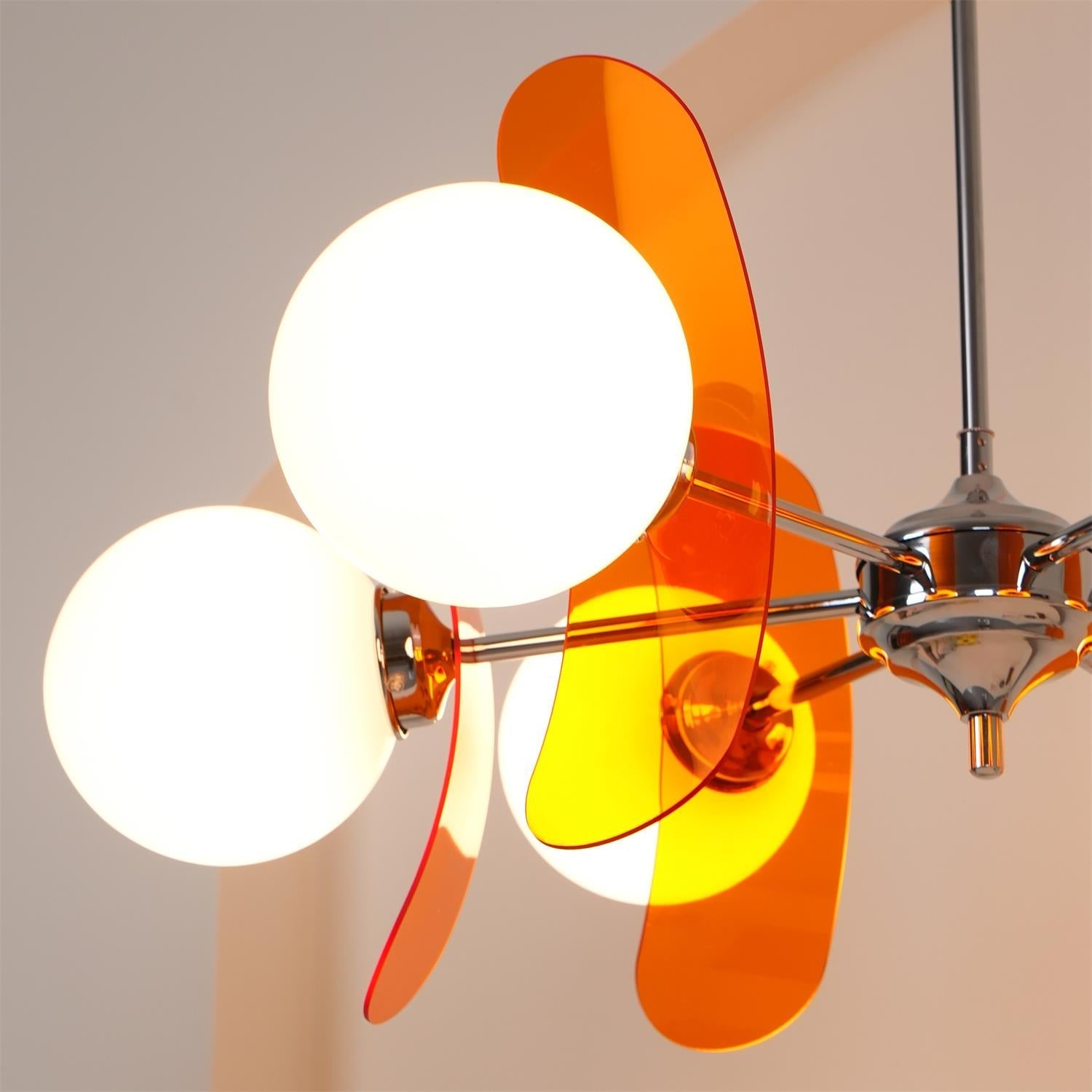 Quay Chandelier Phosphorescent Glass Lampshade-Neutral Decor
