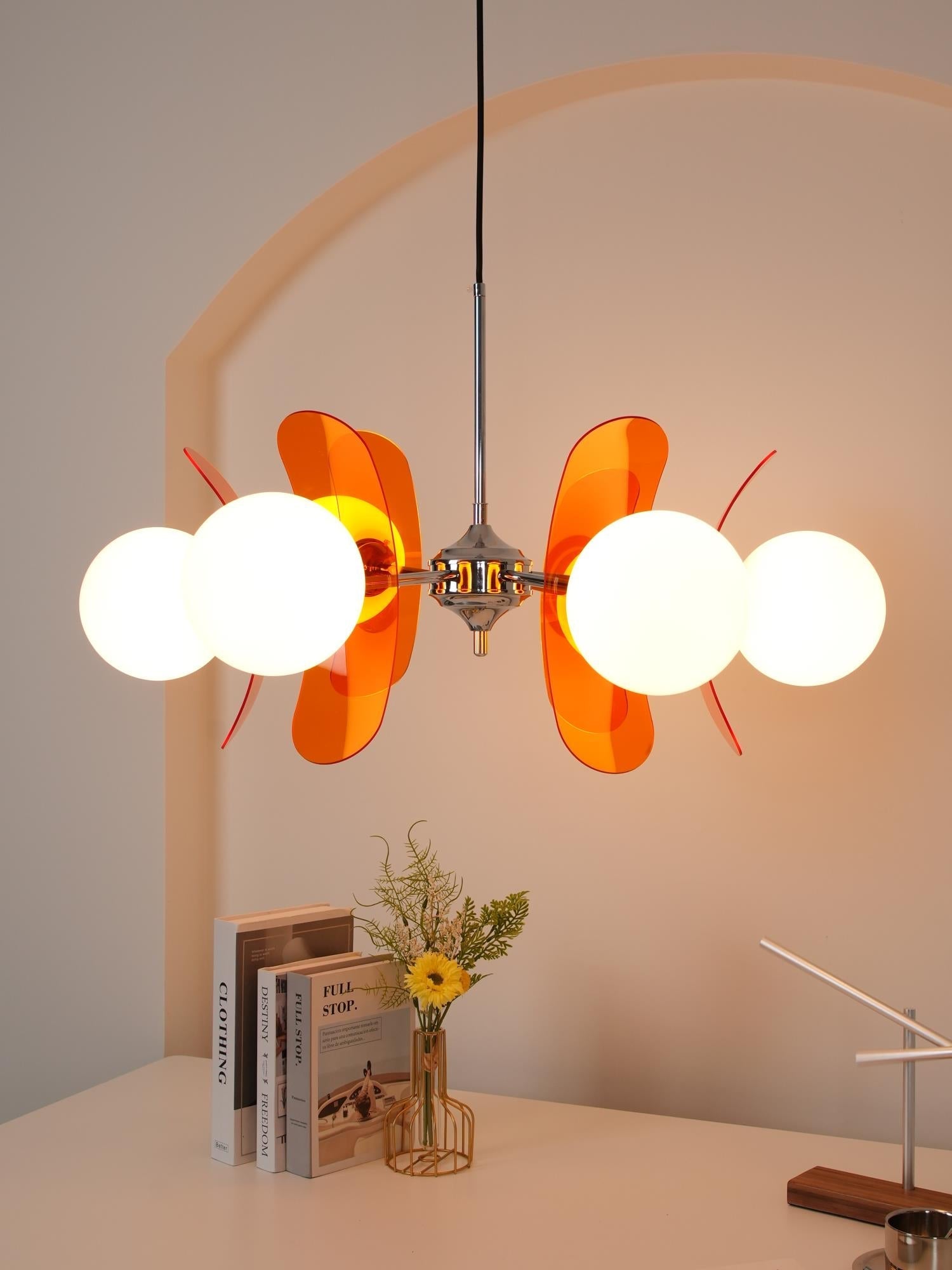 Quay Chandelier Phosphorescent Glass Lampshade-Neutral Decor