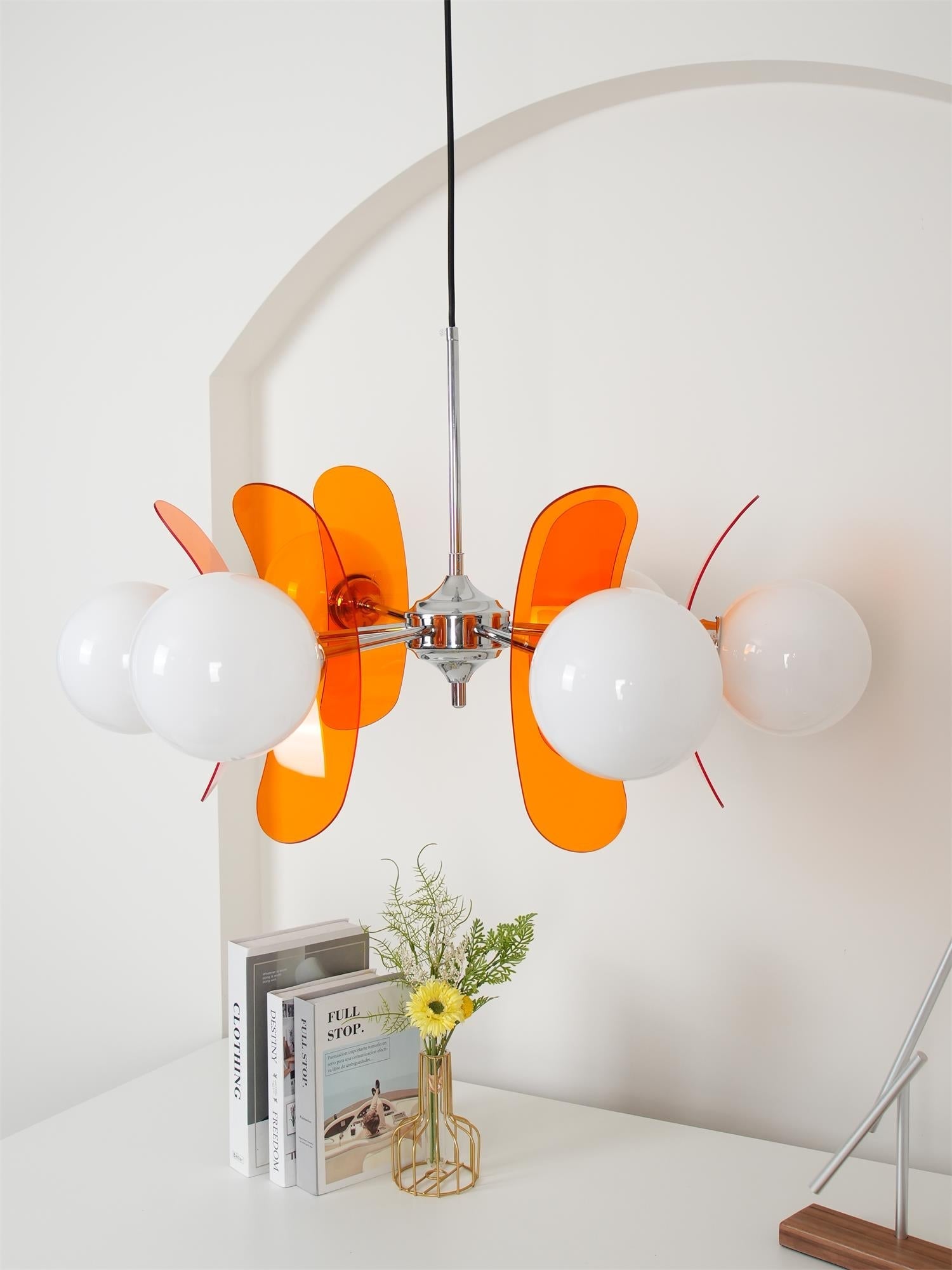 Quay Chandelier Phosphorescent Glass Lampshade-Neutral Decor