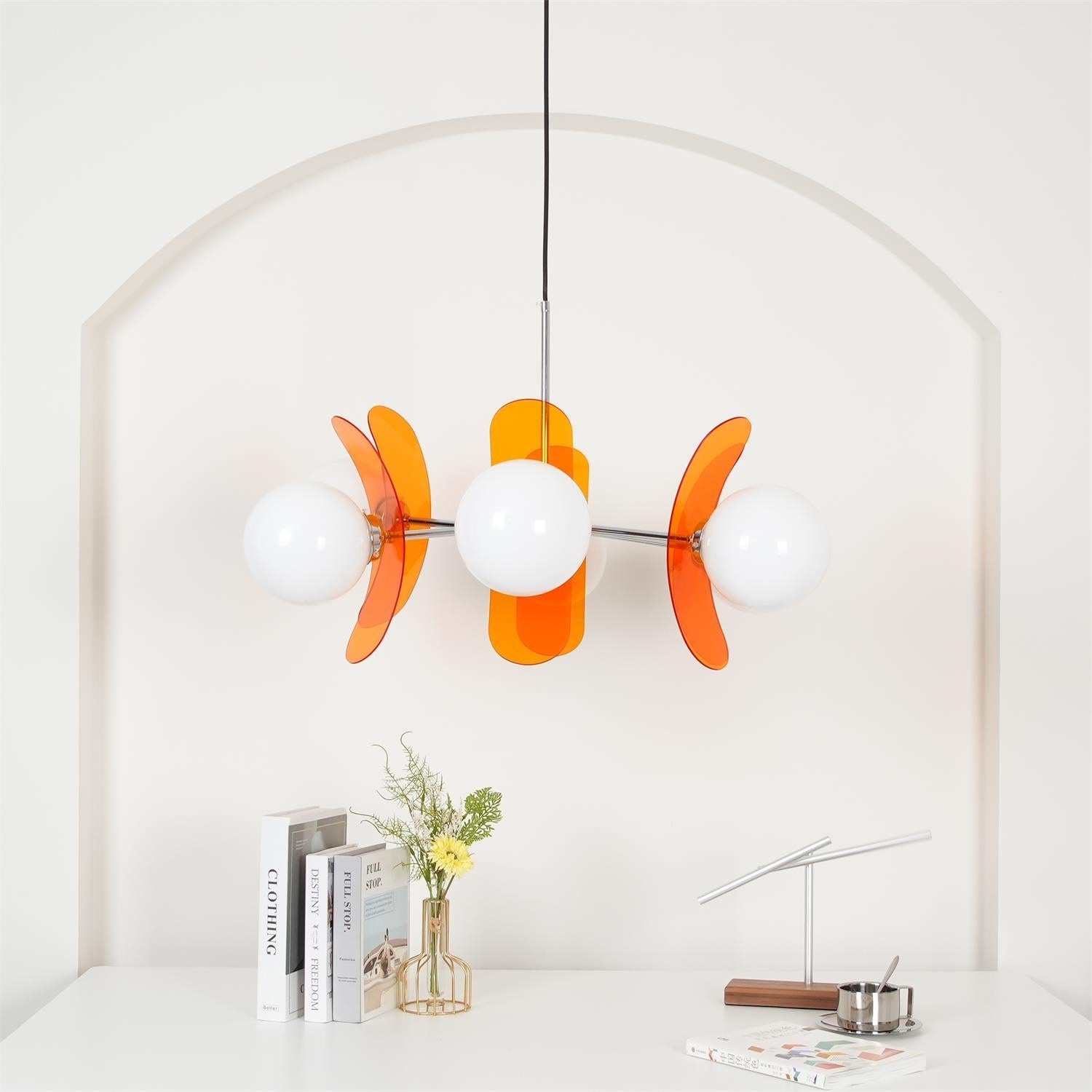 Quay Chandelier Phosphorescent Glass Lampshade-Neutral Decor