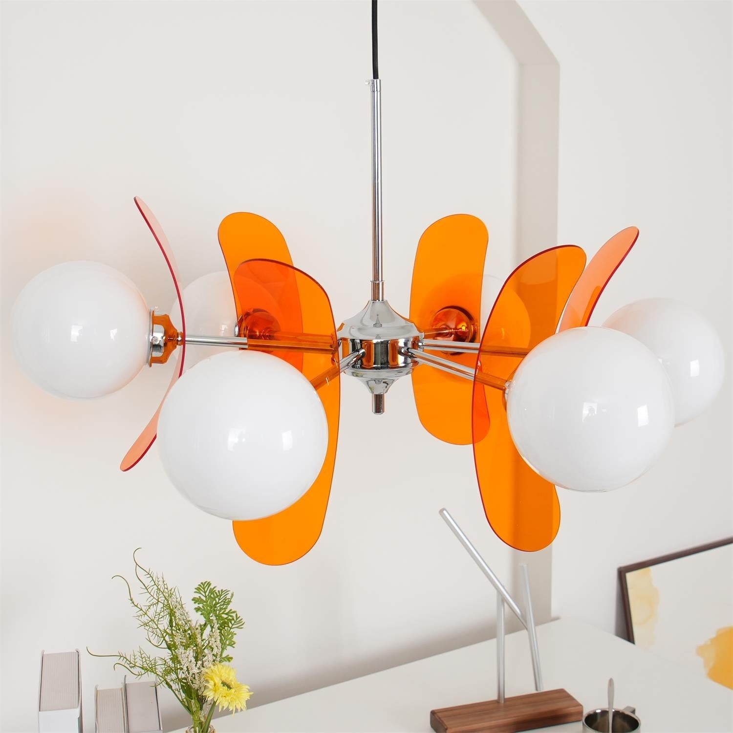 Quay Chandelier Phosphorescent Glass Lampshade-Neutral Decor