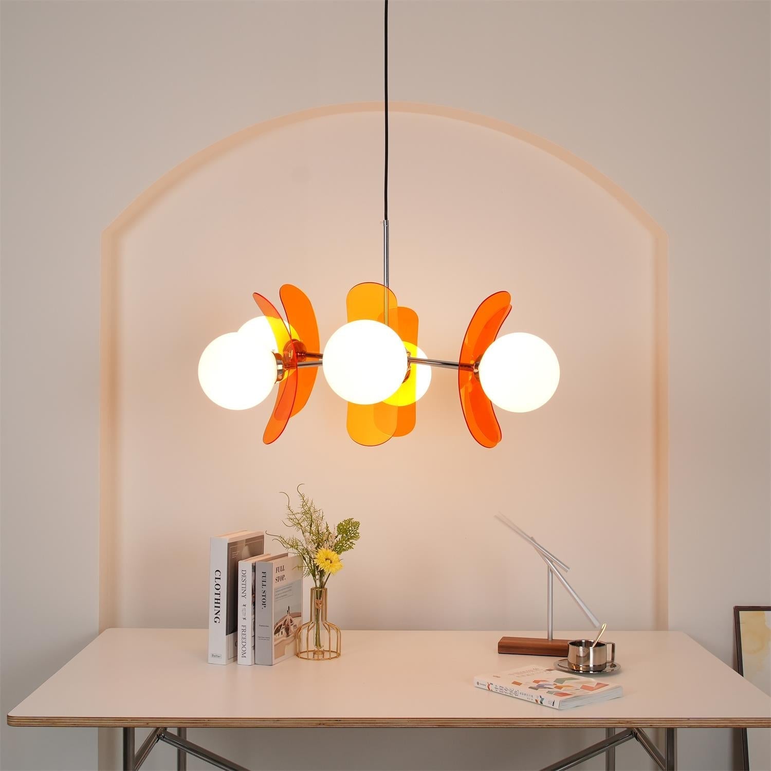 Quay Chandelier Phosphorescent Glass Lampshade-Neutral Decor