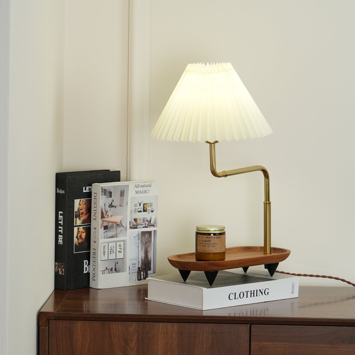 Teldes Wooden Fabric Vintage Table Lamp-Neutral Decor