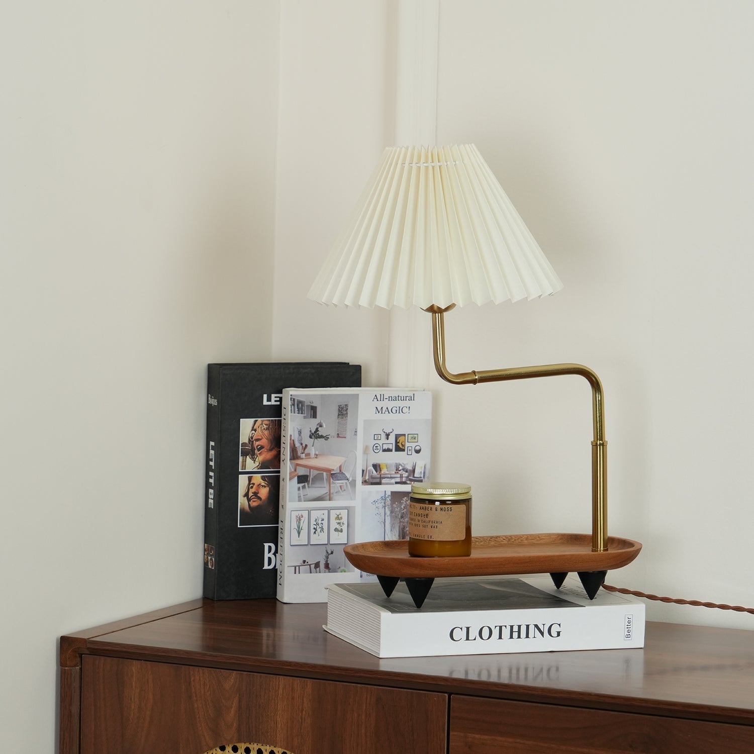 Teldes Wooden Fabric Vintage Table Lamp-Neutral Decor
