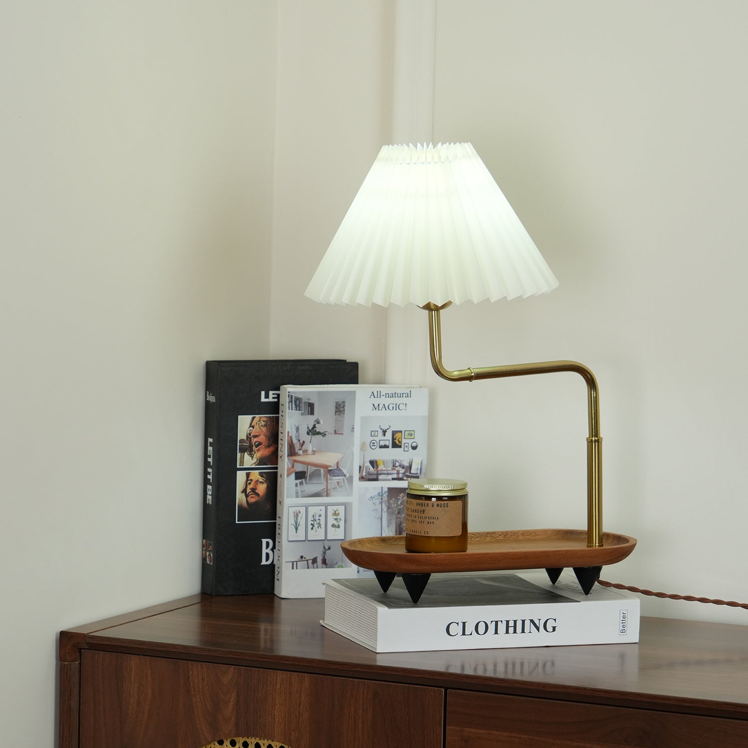 Teldes Wooden Fabric Vintage Table Lamp-Neutral Decor