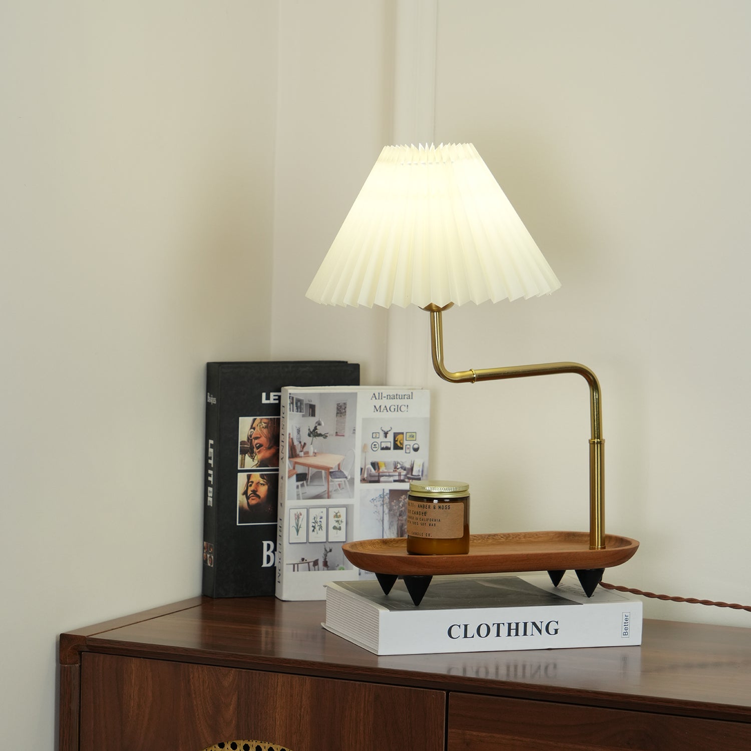 Teldes Wooden Fabric Vintage Table Lamp-Neutral Decor