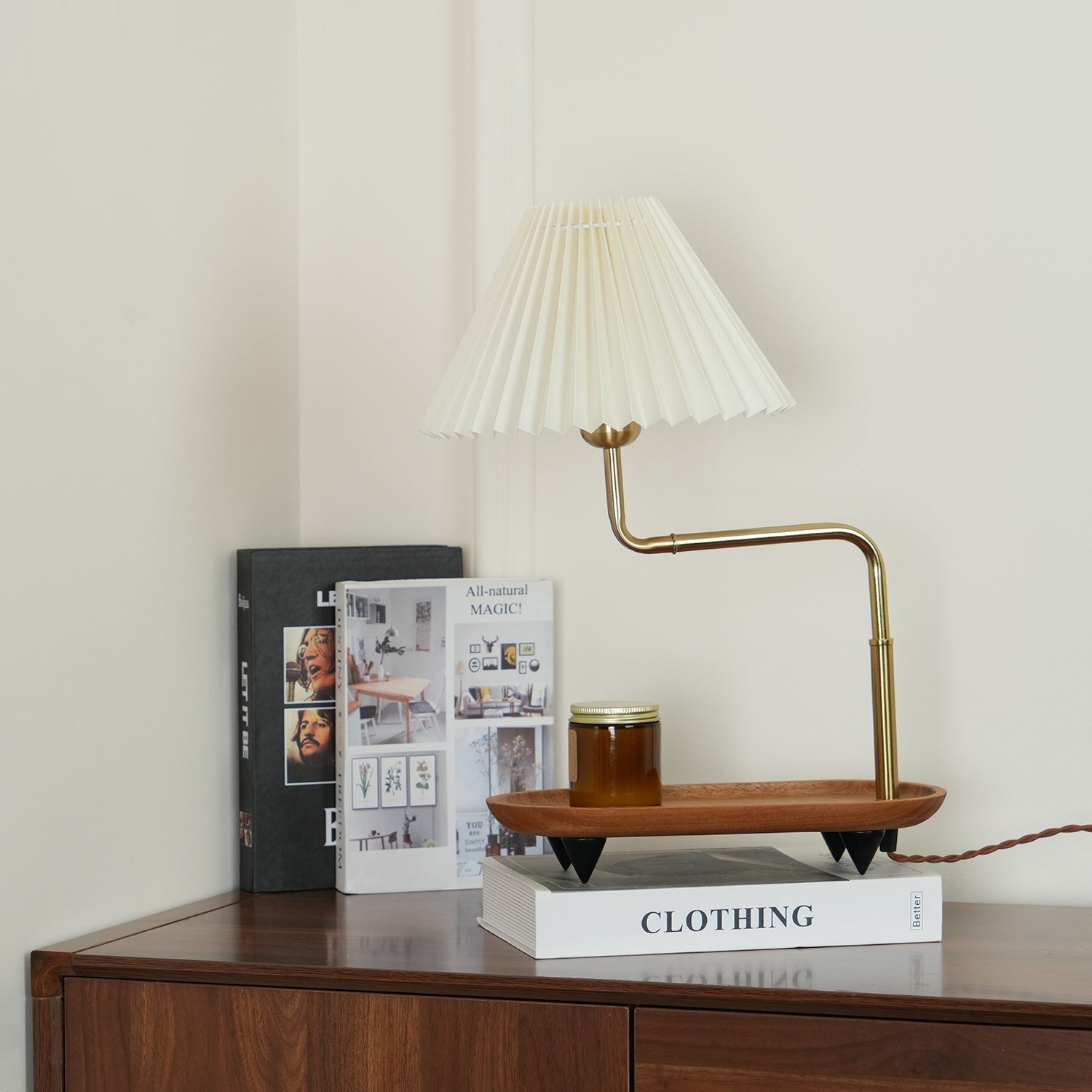 Teldes Wooden Fabric Vintage Table Lamp-Neutral Decor