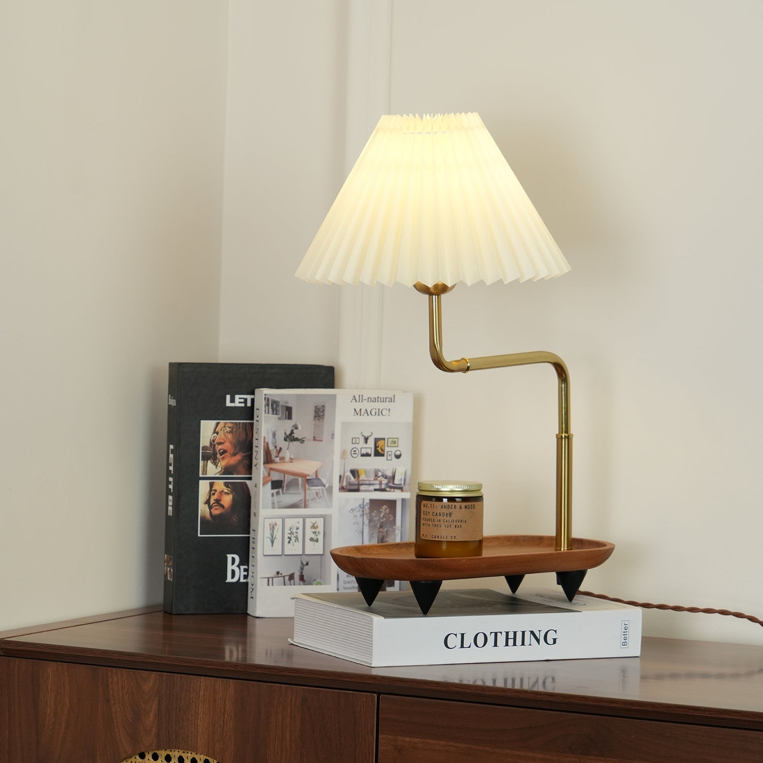 Teldes Wooden Fabric Vintage Table Lamp-Neutral Decor