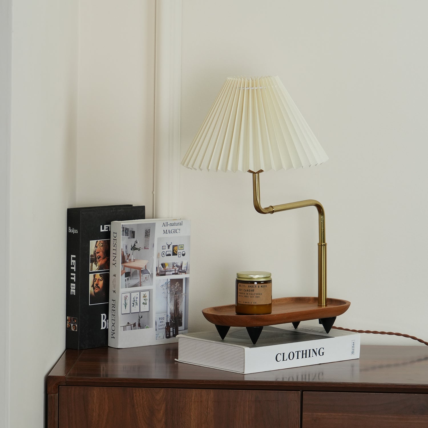 Teldes Wooden Fabric Vintage Table Lamp-Neutral Decor