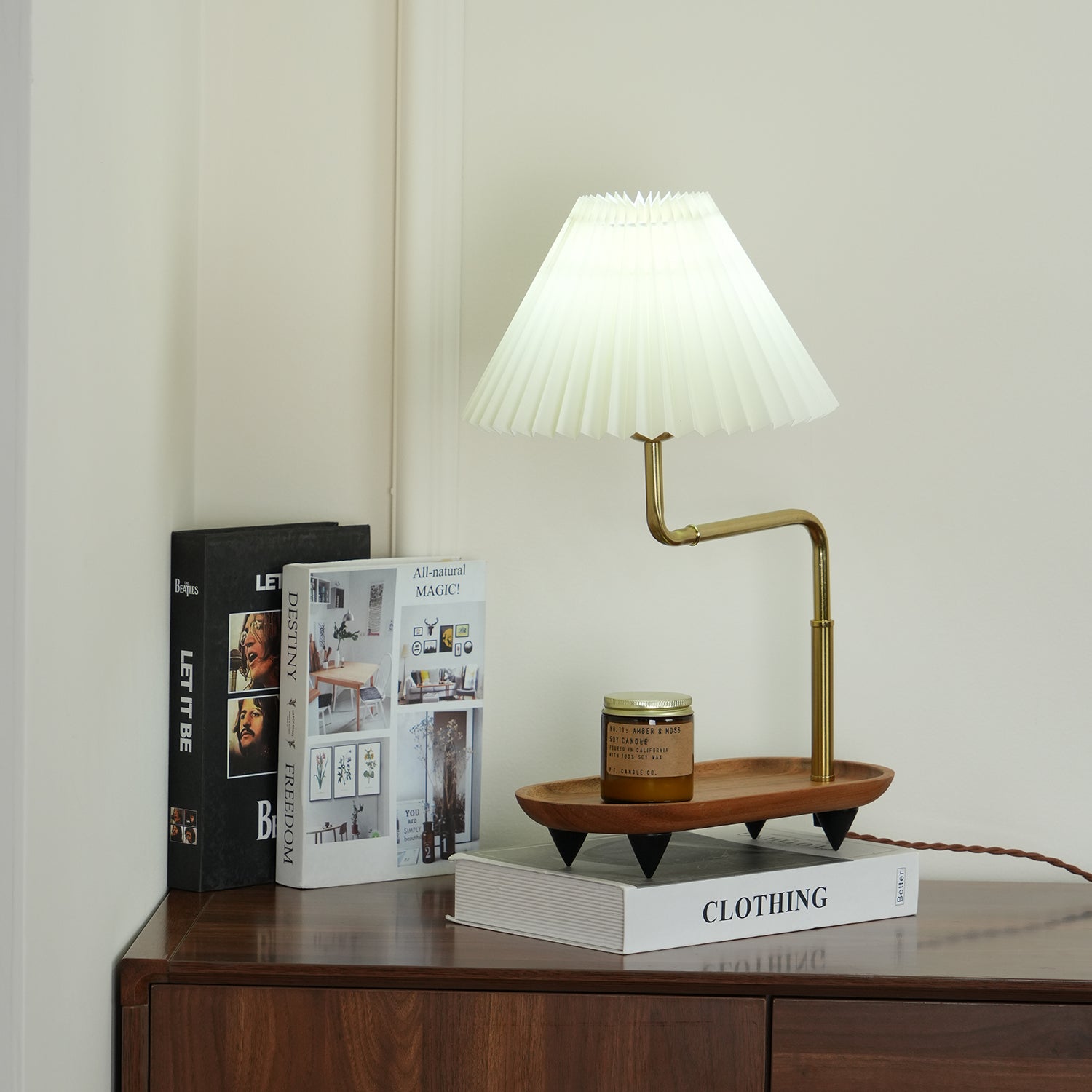 Teldes Wooden Fabric Vintage Table Lamp-Neutral Decor