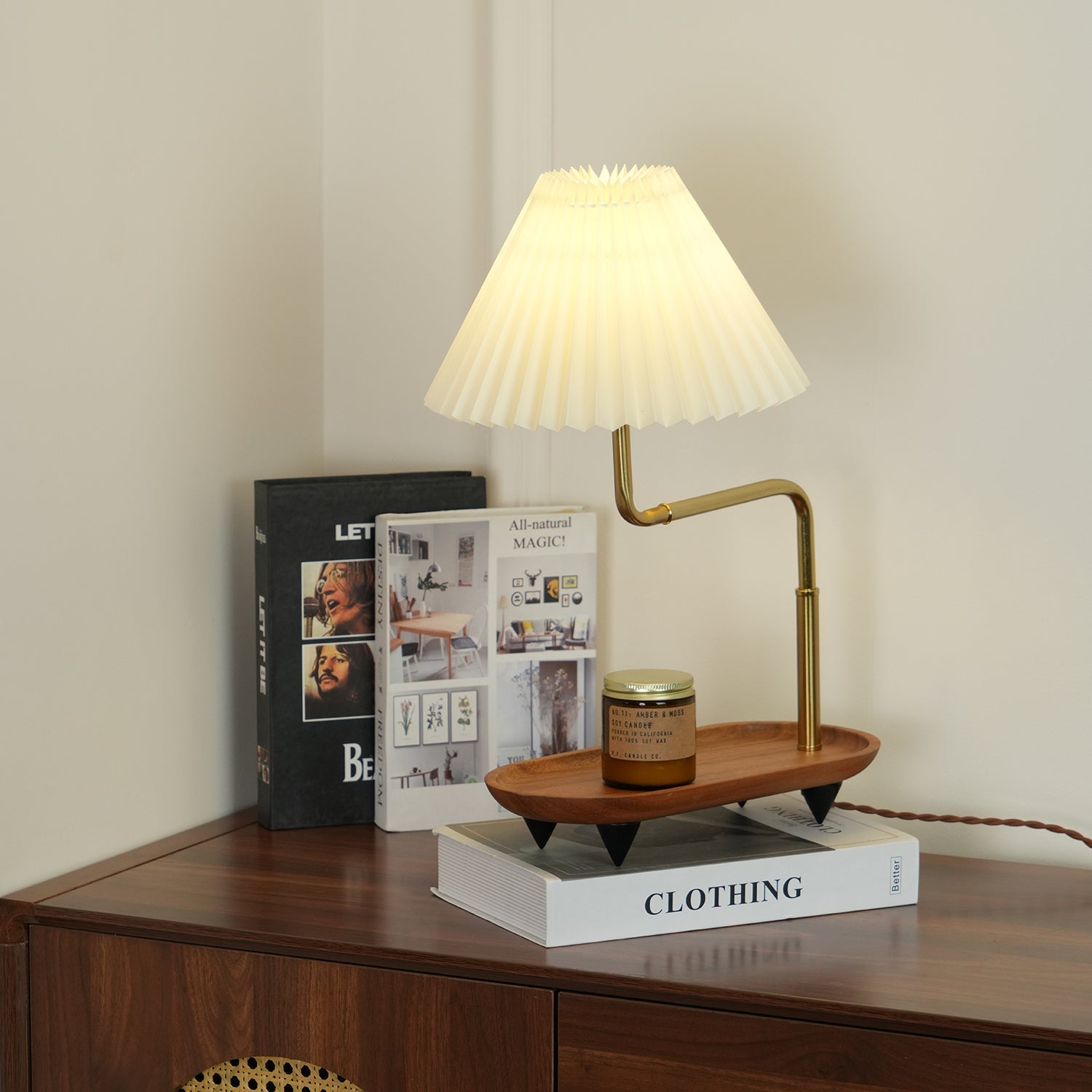 Teldes Wooden Fabric Vintage Table Lamp-Neutral Decor