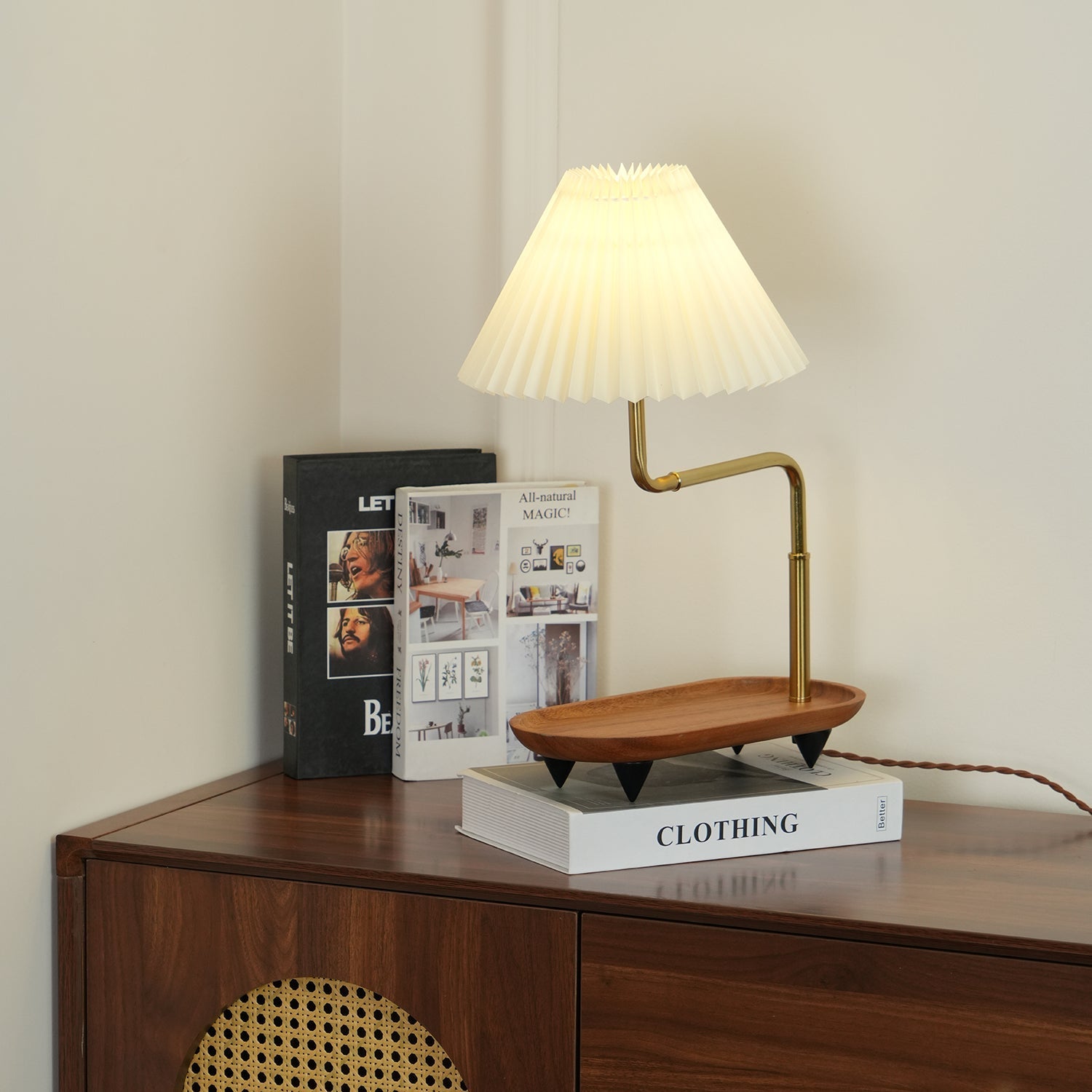 Teldes Wooden Fabric Vintage Table Lamp-Neutral Decor