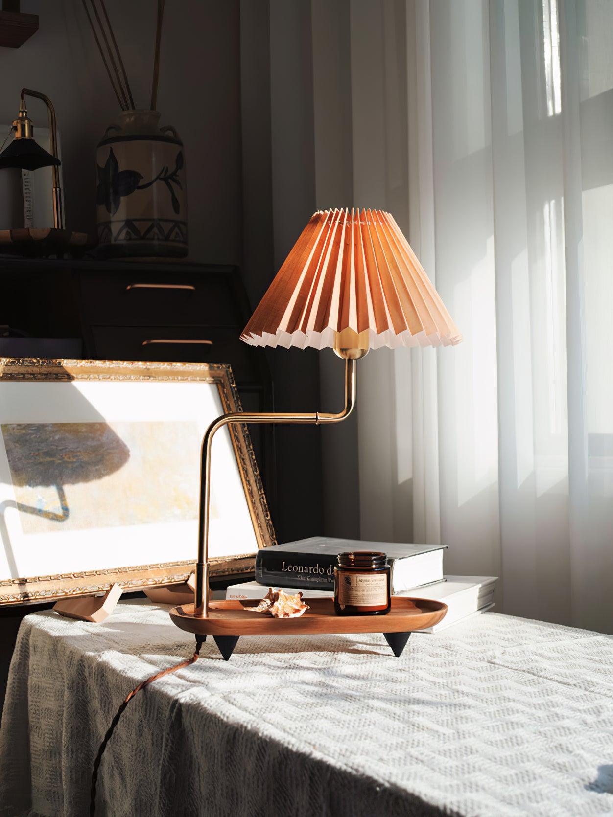 Teldes Wooden Fabric Vintage Table Lamp-Neutral Decor