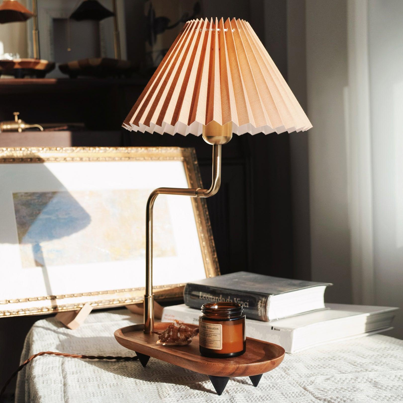 Teldes Wooden Fabric Vintage Table Lamp-Neutral Decor