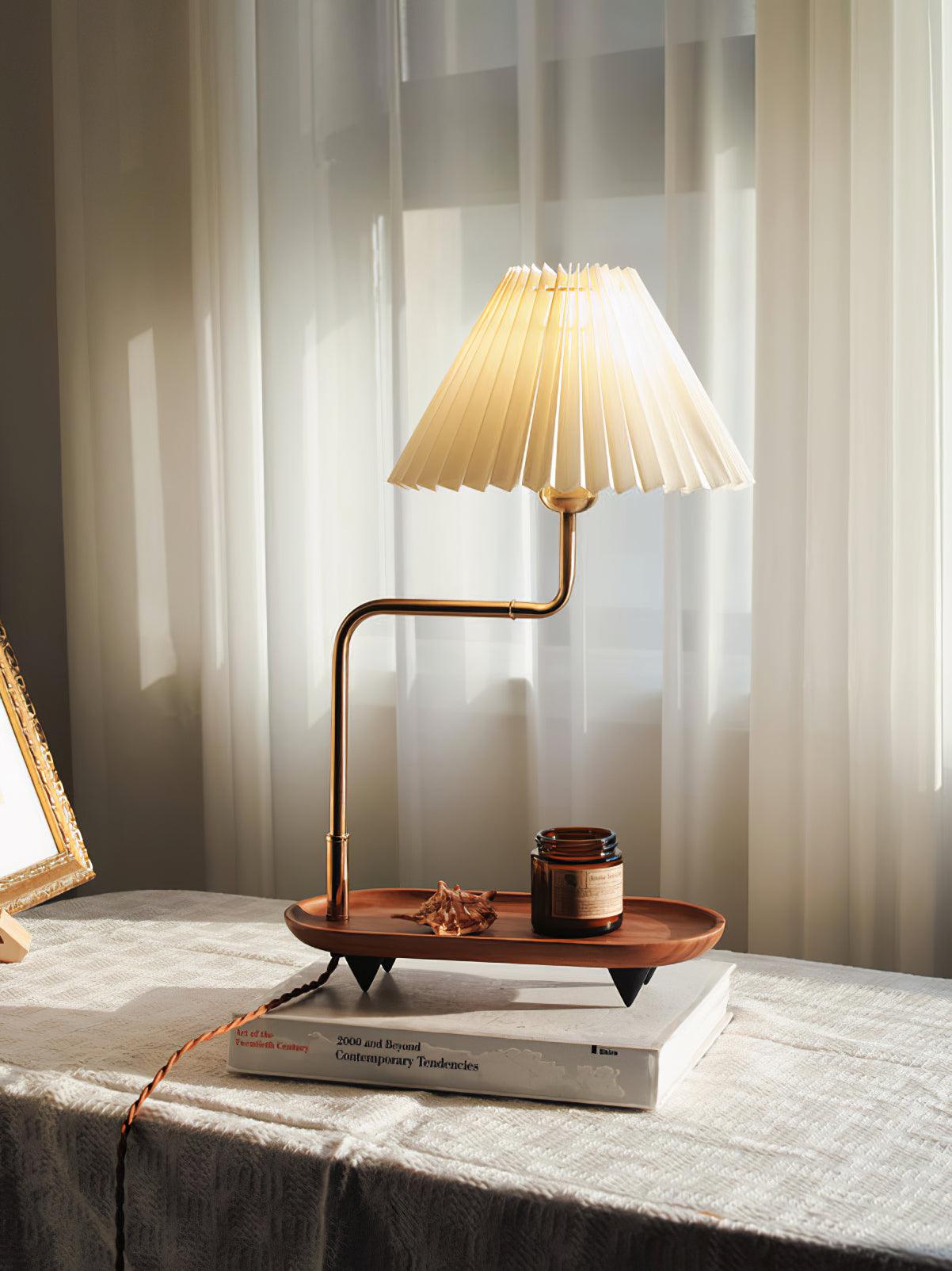 Teldes Wooden Fabric Vintage Table Lamp-Neutral Decor
