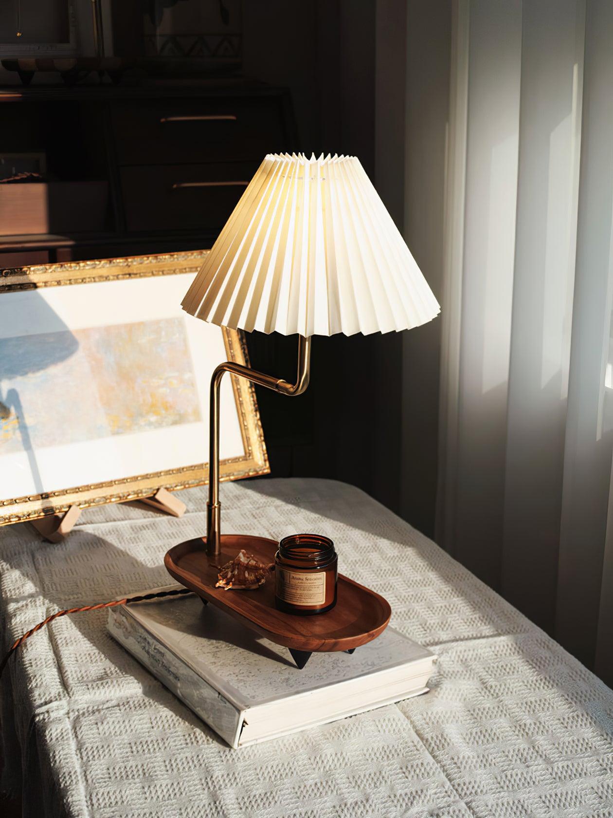Teldes Wooden Fabric Vintage Table Lamp-Neutral Decor
